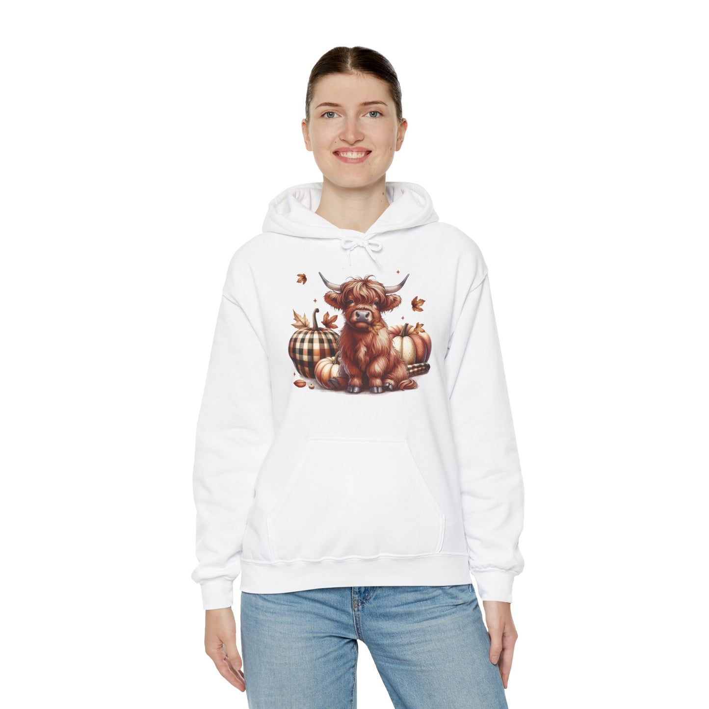 Autumn Highland Cow Charm Unisex Heavy Blend™ Hooded Sweatshirt