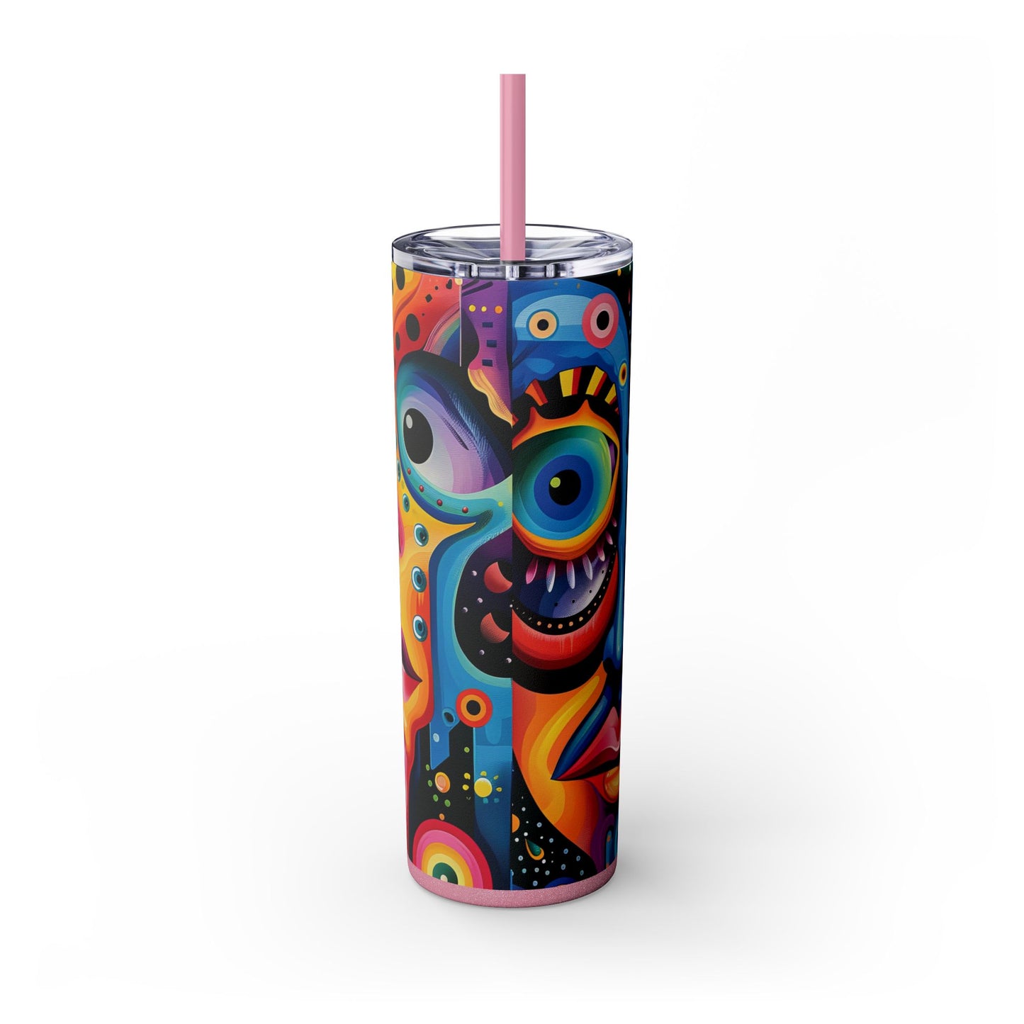 Psychedelic Visions Skinny Tumbler with Straw, 20oz