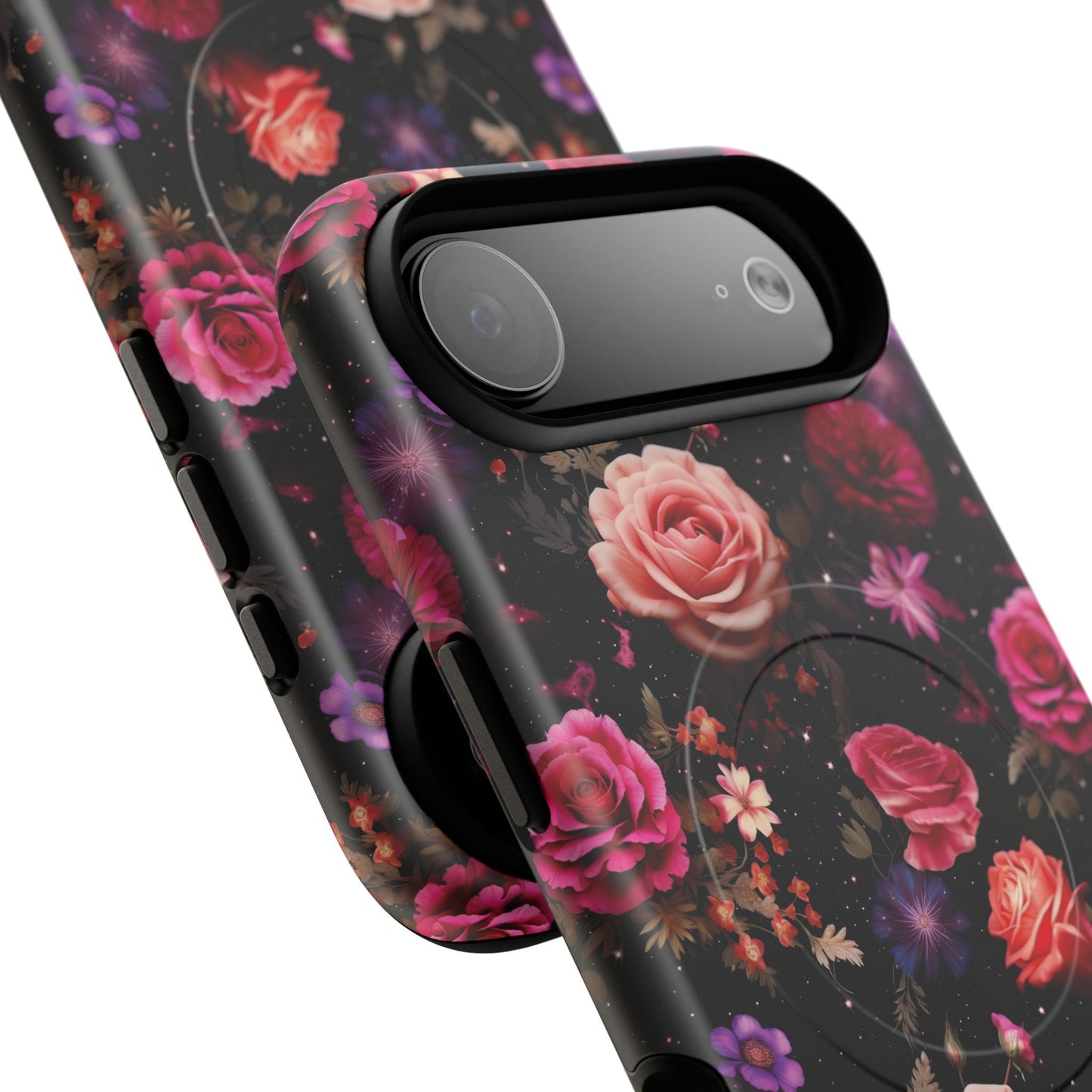 Starry Rose Garden Tough Magnetic Phone Case, Stylish Phone Cover, Gift for Her, Elegant Floral Design, Durable Phone Accessories