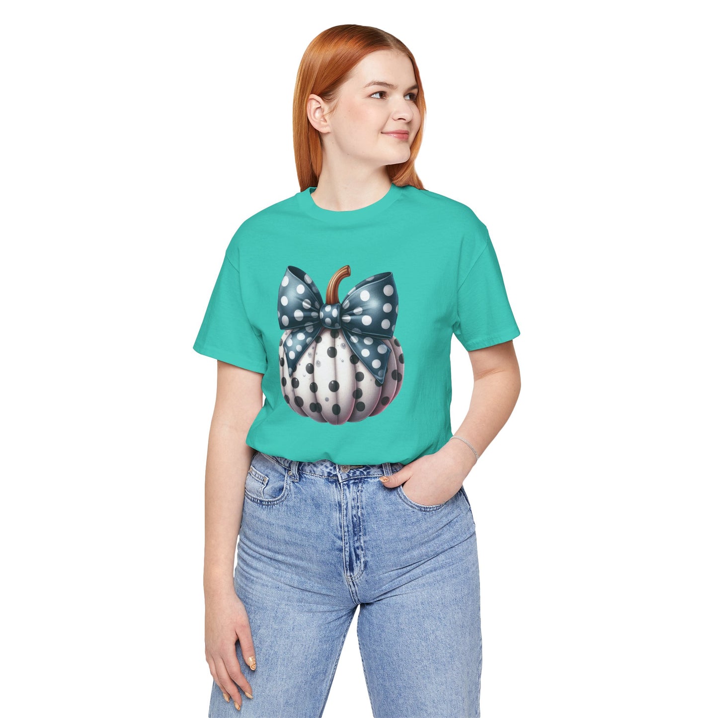 Polka Dot Pumpkin Charm Unisex Jersey Short Sleeve Tee