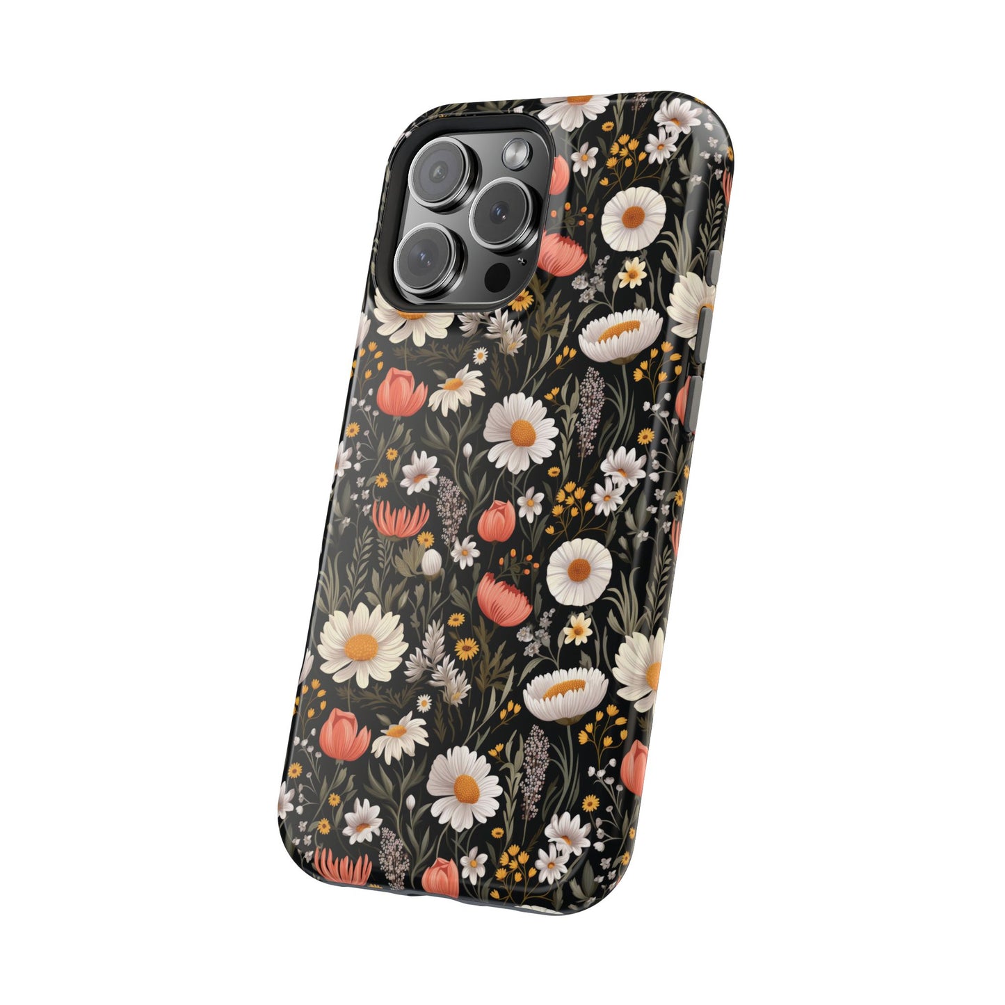 Blossom Elegance: Noir Garden Magnetic Tough iPhone Cases