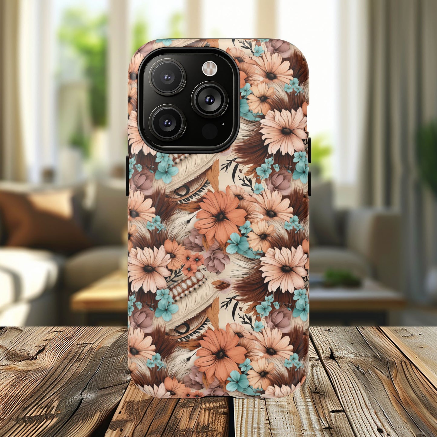 Spirit in Bloom Tough iPhone Magnetic Cases, Cute iPhone Accessories, Flower Design, Gifts for iPhone 14, 15, 16, 17, Pro Max, Boho Style, Western Style