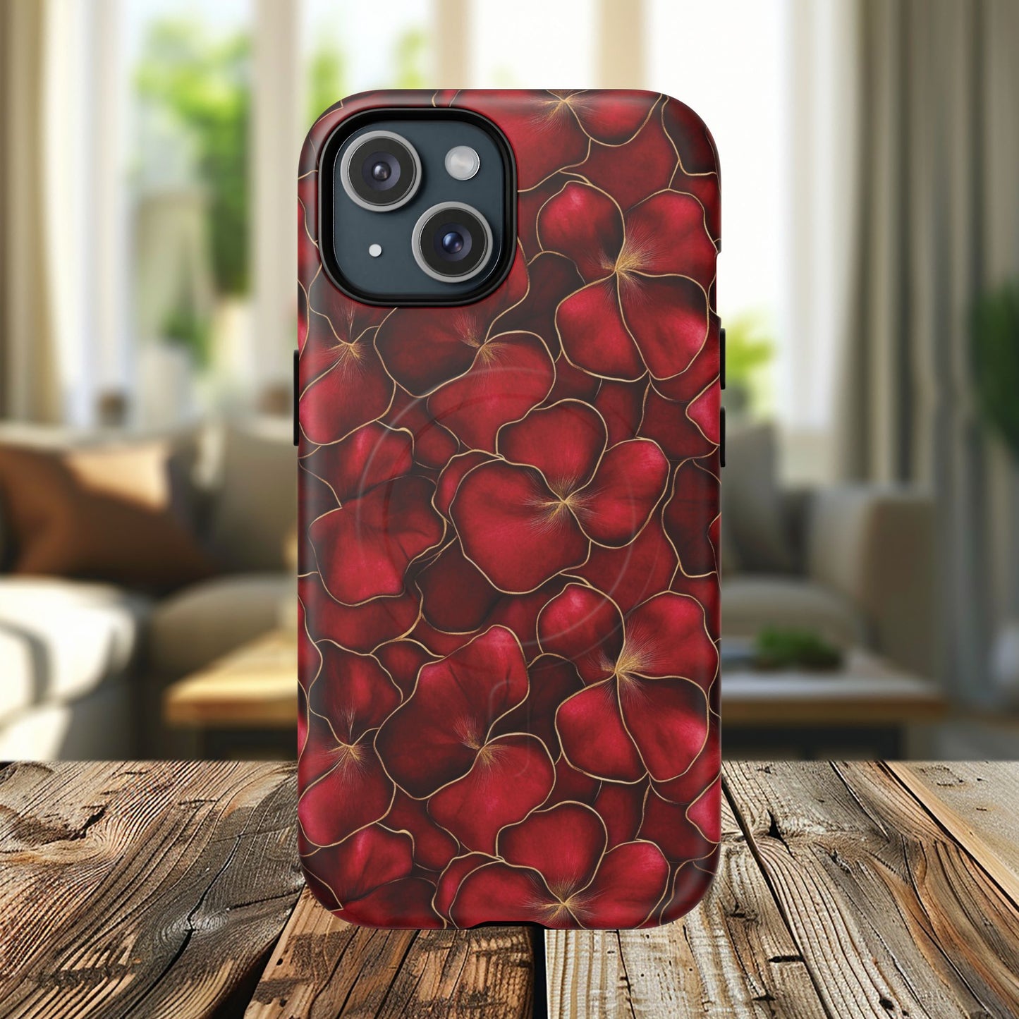 Velvet Petal Noir Tough iPhone Magnetic Case, iPhone Cover, Stylish Accessories, Gift for Her, Gift for Mother's, Floral Design, Protective iPhone Case