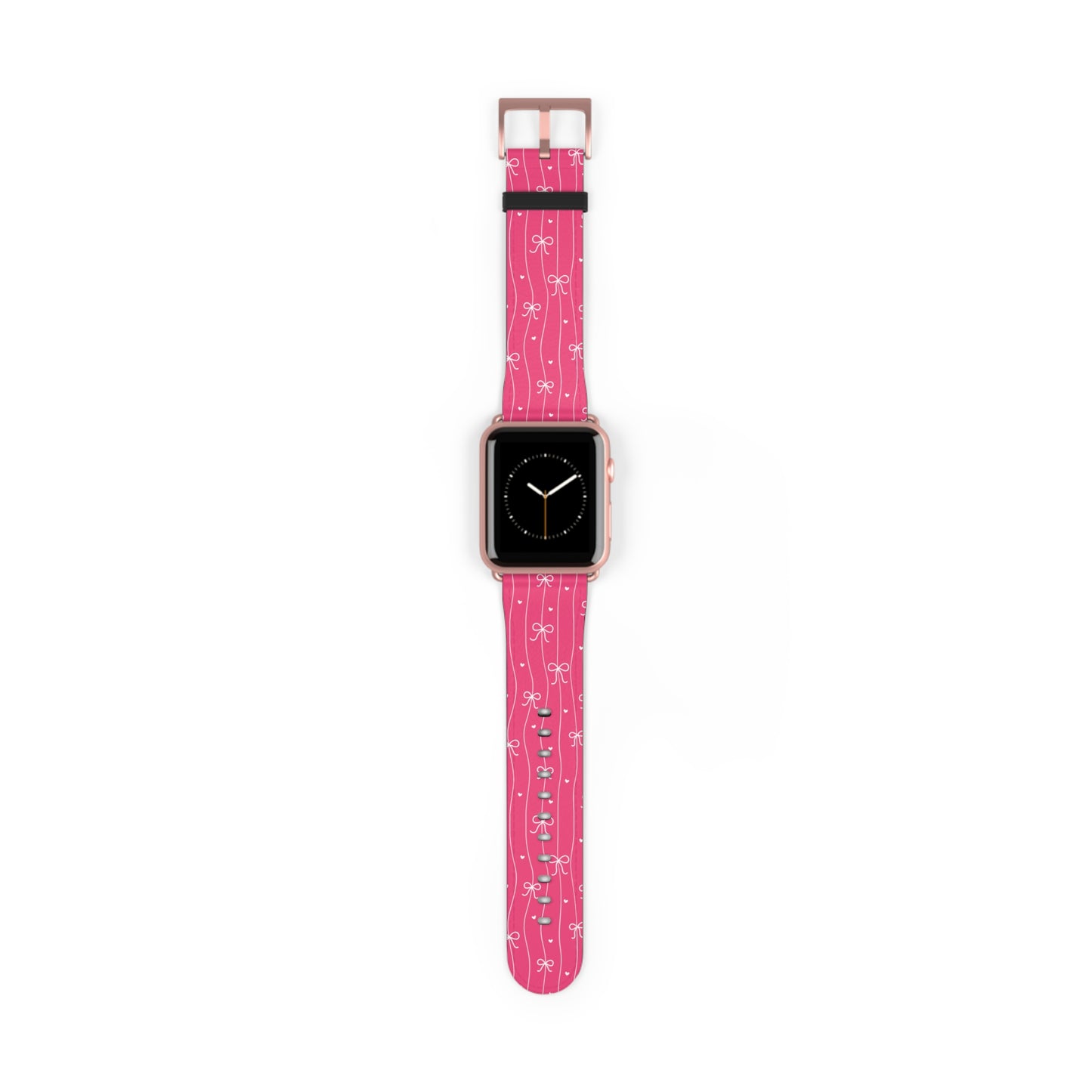 Pink Bow Coquette Watch Band ONLY — Cute Ribbon-Stripes Apple Watch Strap