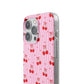 Personalized Cherry Blossom Dreams Flexi Case — Pink Retro Cherry iPhone® 7/8, 11, 12, 13, 14, 15, 16, 17, X/XS, SE, XR, Mini, Pro, Pro Max, Plus Cases.