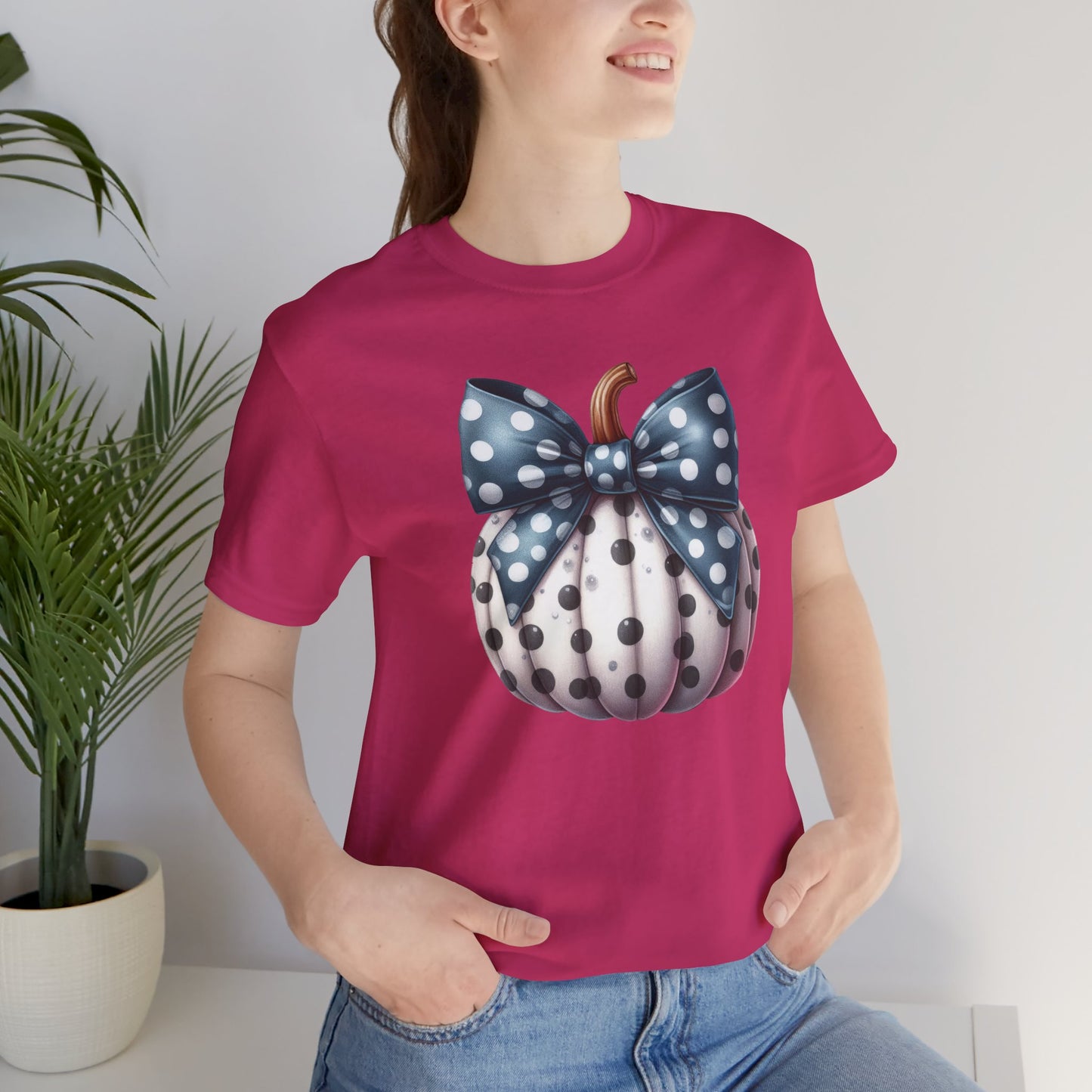 Polka Dot Pumpkin Charm Unisex Jersey Short Sleeve Tee