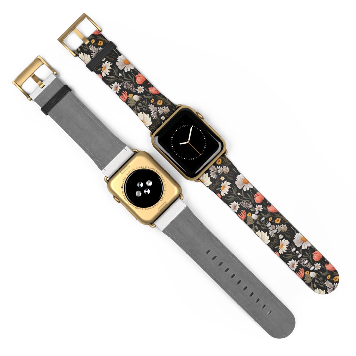 Blossom Elegance: Noir Garden Floral Watch Band - Stylish Floral Design for Smartwatches