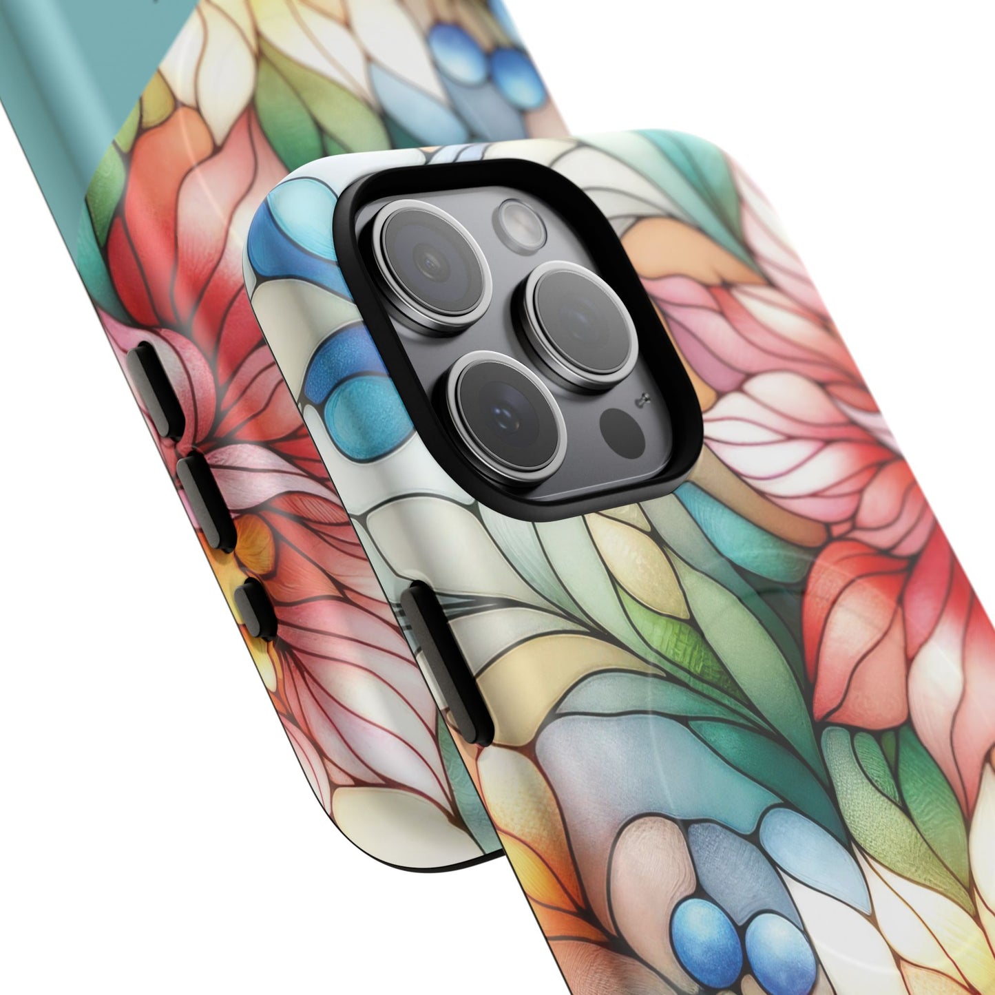 Personalized Radiant Gardenlight Stained Glass Tough MagSafe Magnetic Case, Vibrant Flower Cover, Durable Protective Case, Unique Gift for Her, Spring Elegance, iPhone® 13, 14, 15, 16, 17, Pro, Pro Max, Plus Cases.