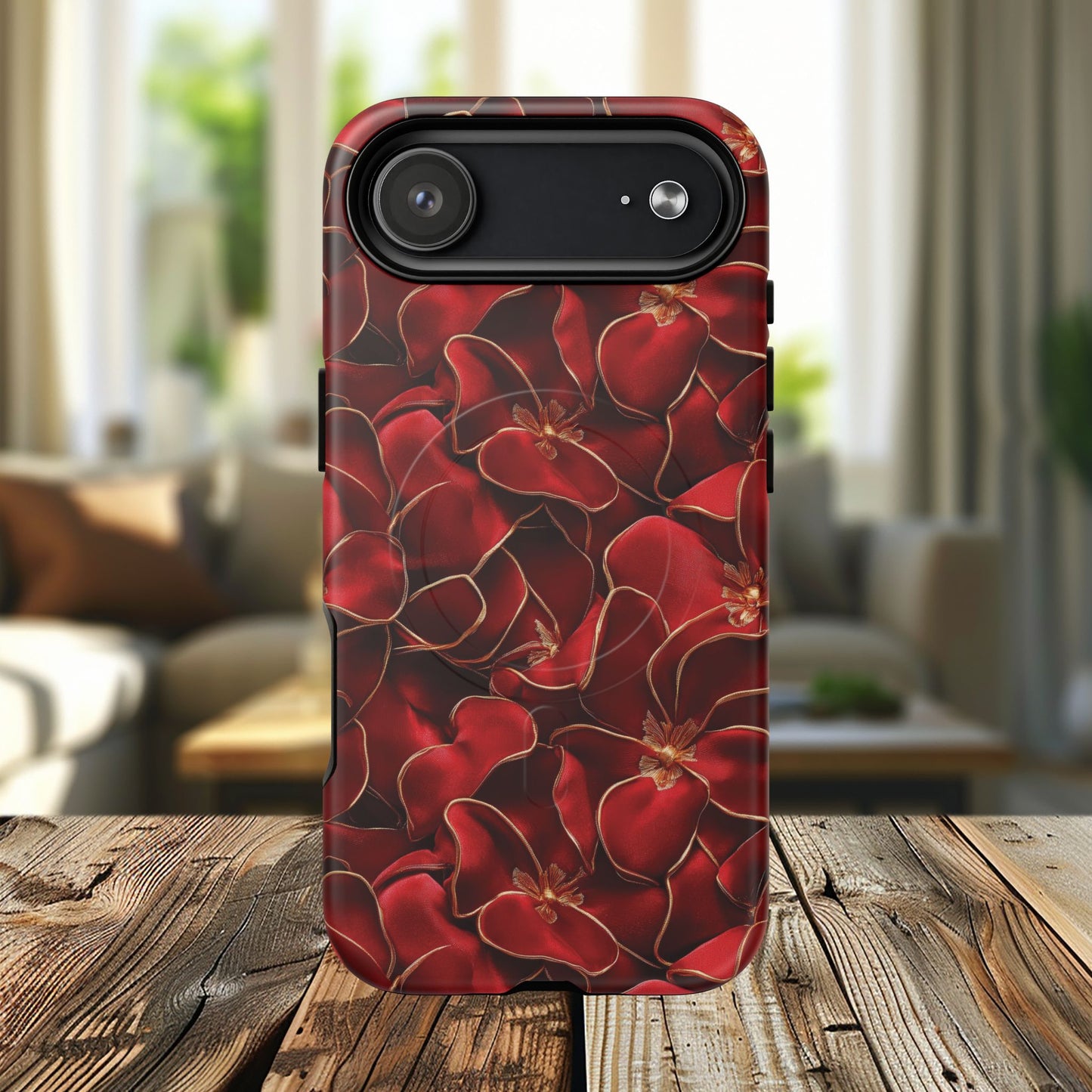 Crimson Bloom Tough iPhone Magnetic Case, Protective iPhone Case, Stylish iPhone Cover, Gift for Her, Mother's and Birthday Gifts, Unique Floral Accessories