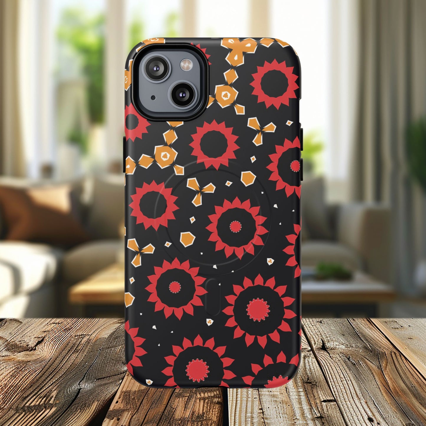 Midnight Ember Bloom Tough Magnetic iPhone Case, Bohemian Floral Design, Stylish iPhone Protection, Gift for Her, Trendy iPhone Accessories
