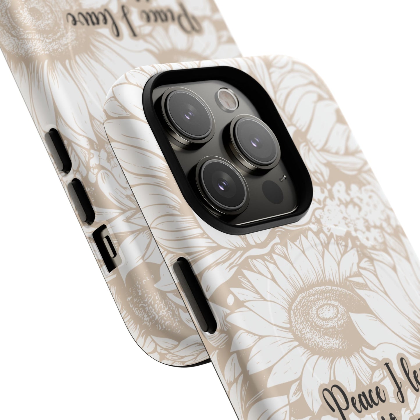 Peace I Leave with You John 14:27,Tough iPhone Magnetic MagSafe® Case Scripture, Sunflower Bible Verse,  iPhone® 13,  14, iPhone 15, iPhone 16, 17, Pro, Pro Max, Plus Cases.