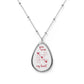 Oval Necklace — "You Won My Heart" Tic-Tac-Toe Teardrop Pendant (Romantic Gift for Giftfriend, Wife, Sisters).