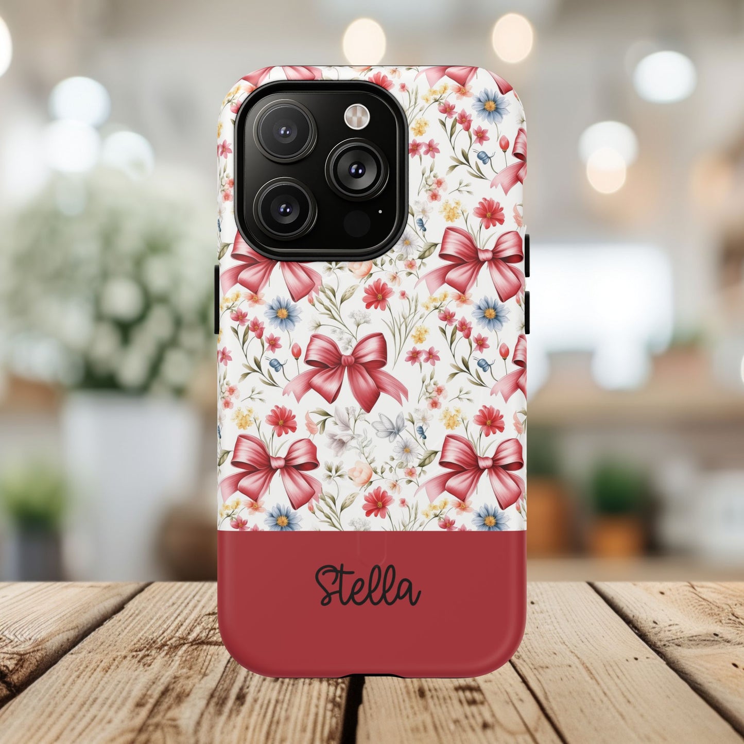 Personalized Rosette Coquette Floral Phone Case - Tough MagSafe® Magnetic Cases, Protective Cover, Stylish Tech Accessory, Gifts for Her