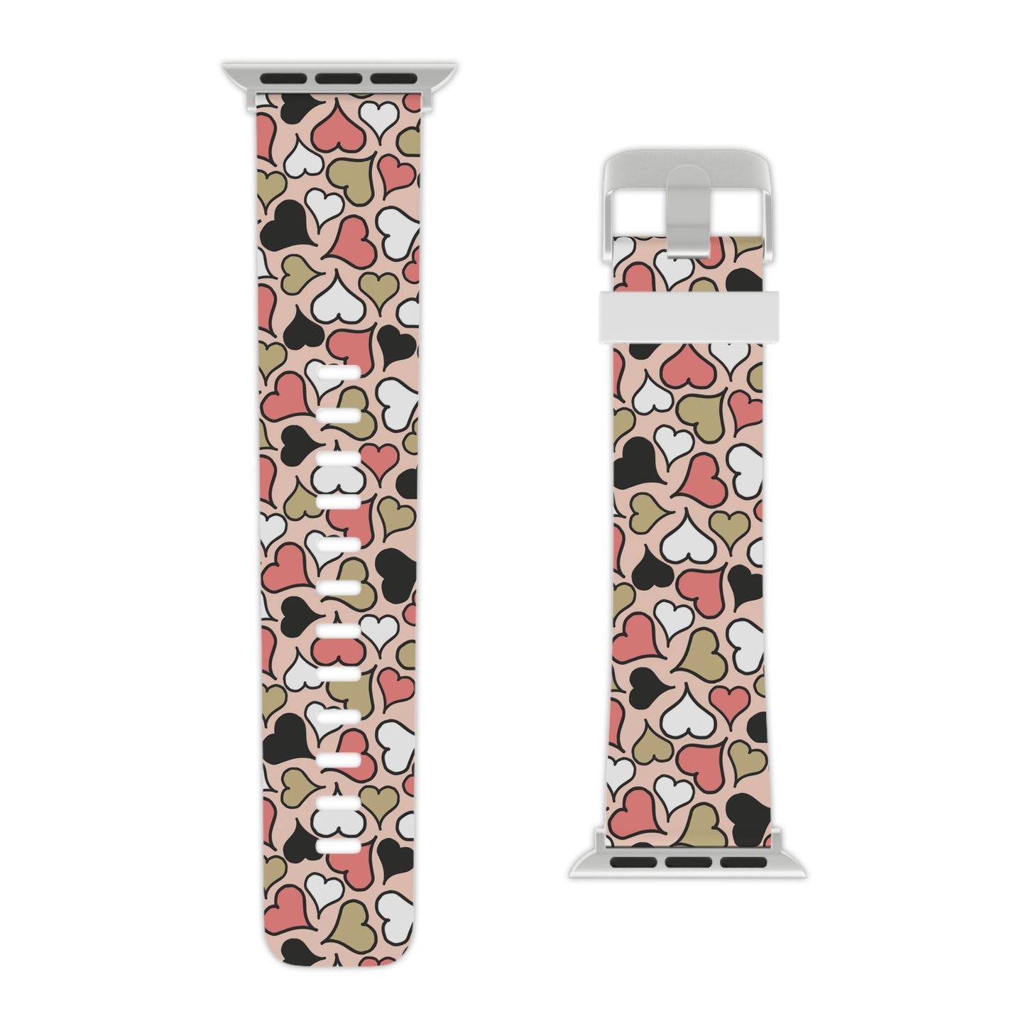 Love Heart Pattern Apple Watch Band, Style Accessory, Gift for Her, Valentines, Casual Wear, Holiday Fashion