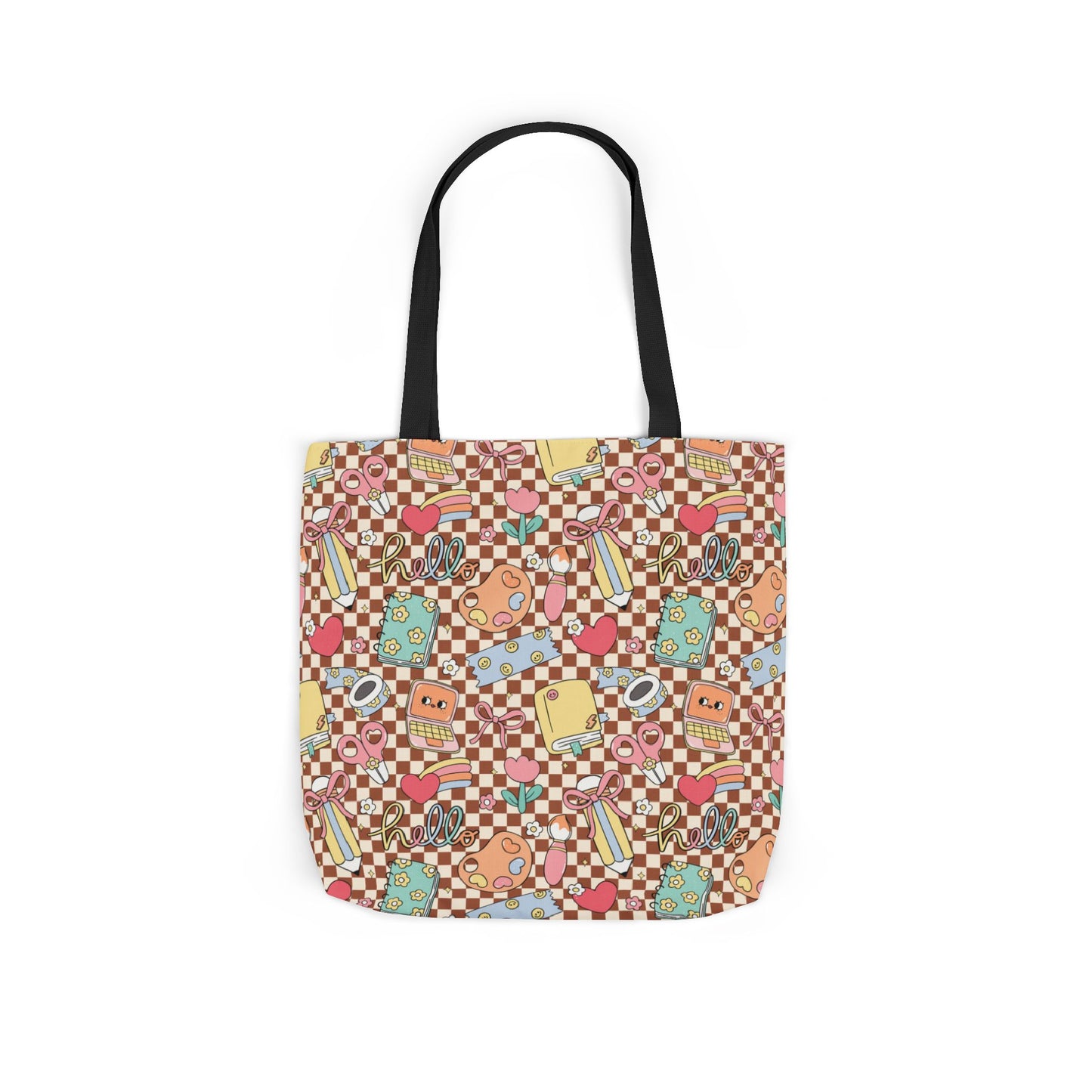 Personalized Brown Doodle Daydream Composition Book Inspired Canvas Tote Bag with Colorful Straps, Cute School Bag, Eco-Friendly Tote, Back to School Shopping Bag, Teacher Gift Idea