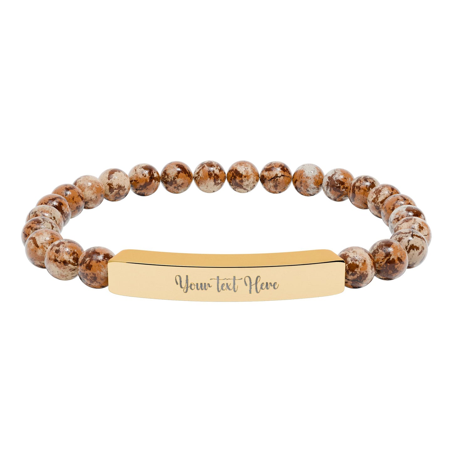 Engravable Natural Stone Stretch Bar Bracelet — Personalized Beaded Wristband