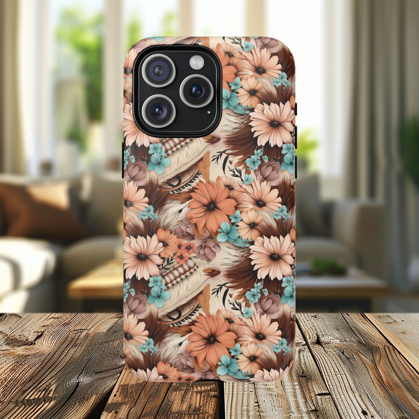 Spirit in Bloom Tough iPhone Magnetic Cases, Cute iPhone Accessories, Flower Design, Gifts for iPhone 14, 15, 16, 17, Pro Max, Boho Style, Western Style
