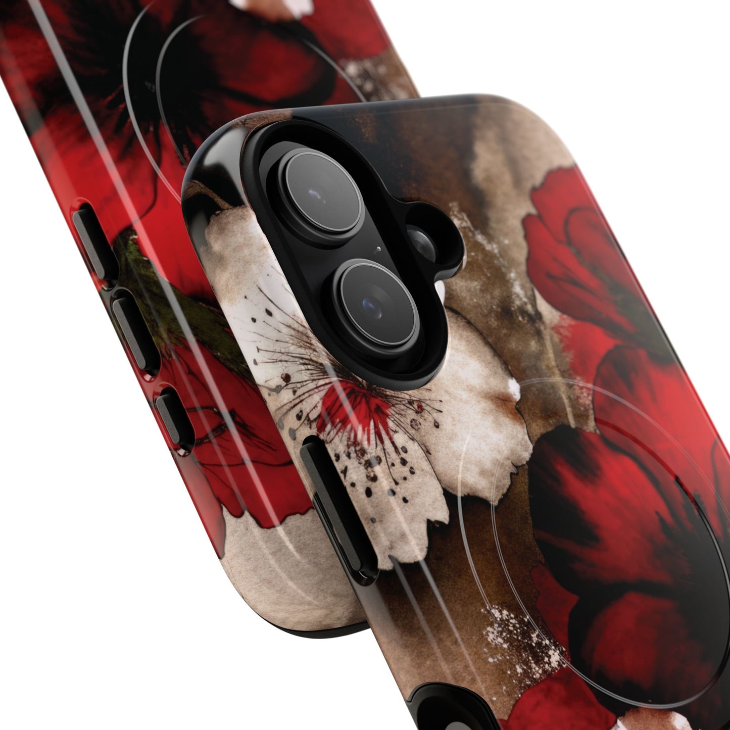 Crimson Noir Tough iPhone Magnetic Cases, Tough iPhone Protector, Stylish Floral Design, Gift for Her, Floral Accessories