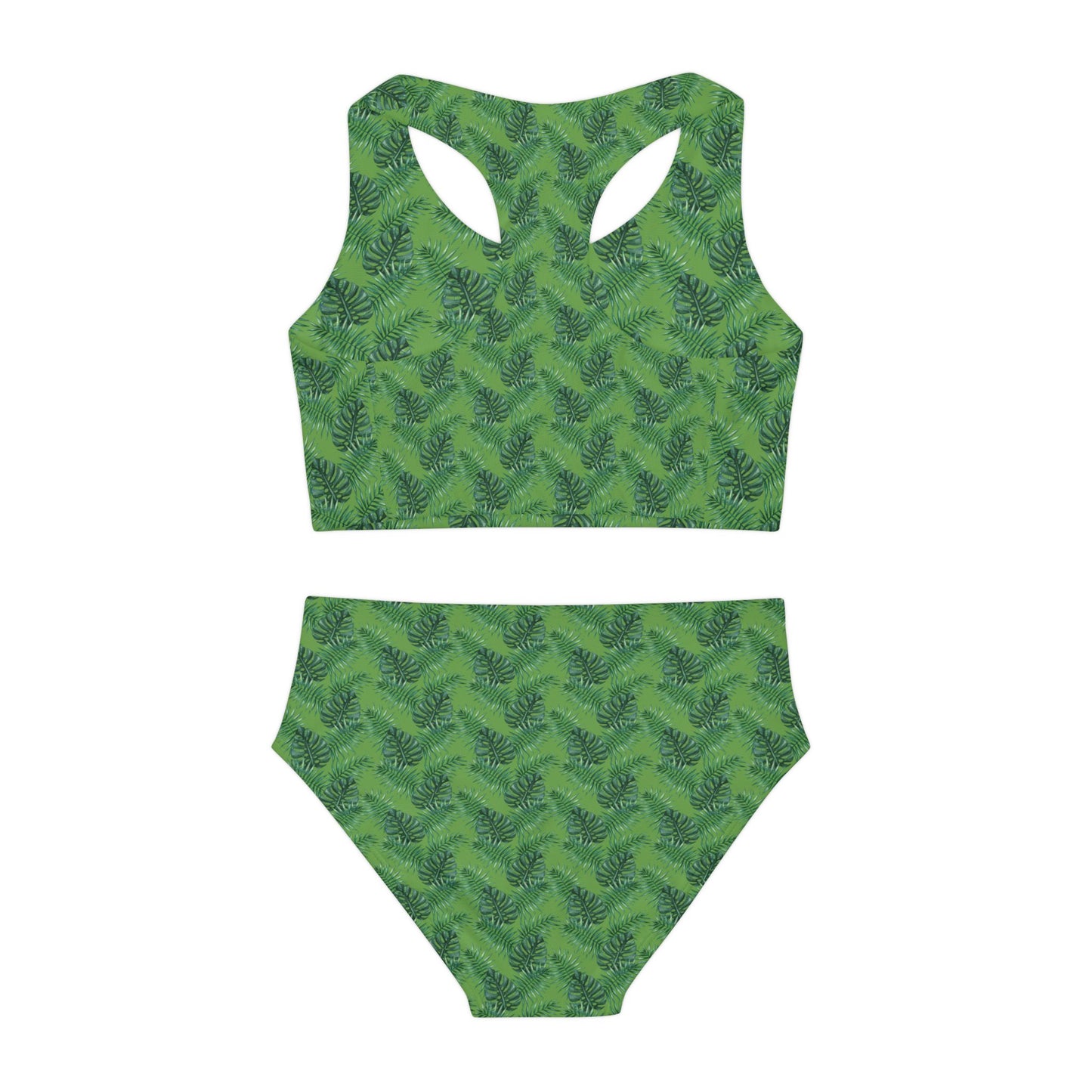 Green Tropical Bliss Girls Two Piece Swimsuit (AOP)- (PY)