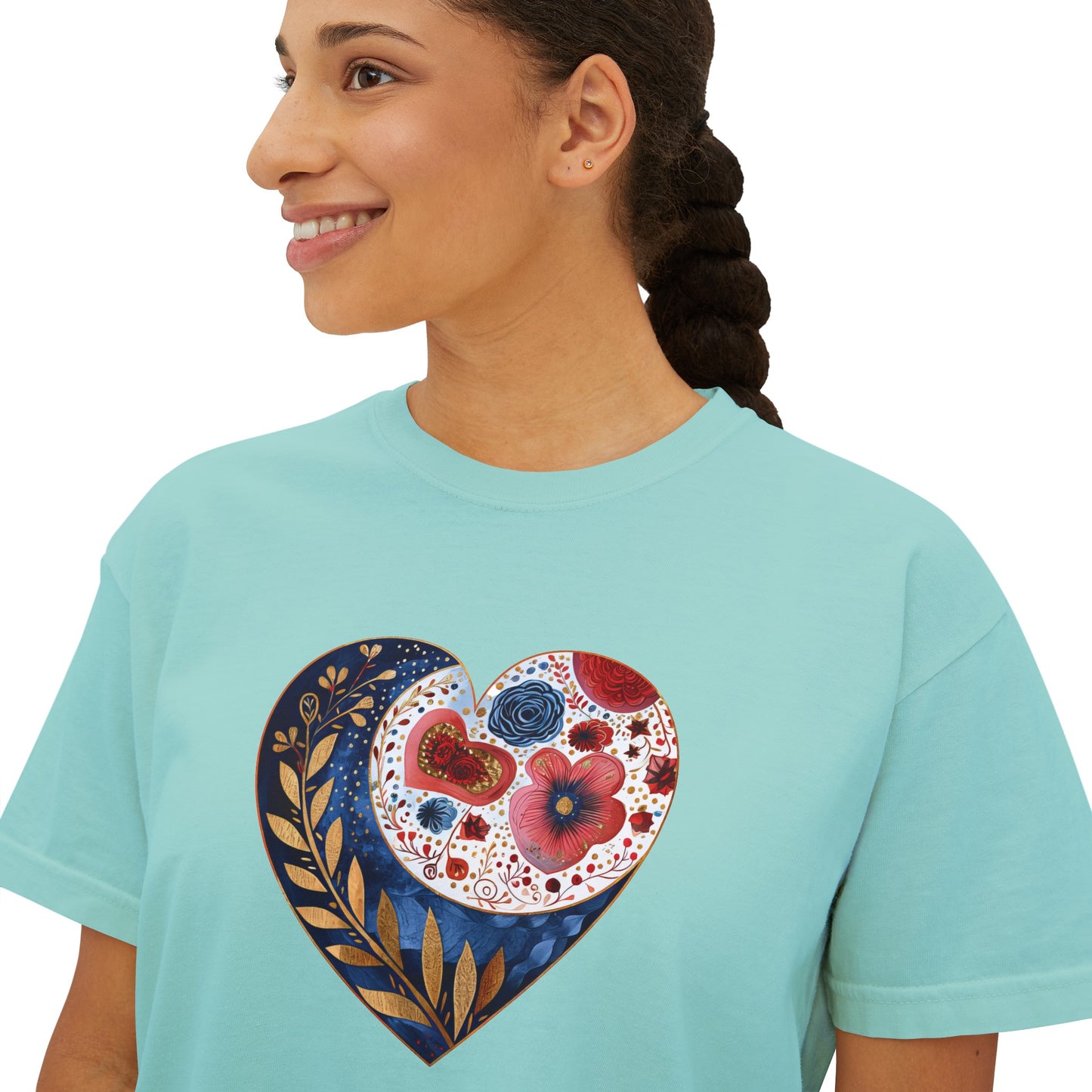 Floral Heart Women's Boxy Tee