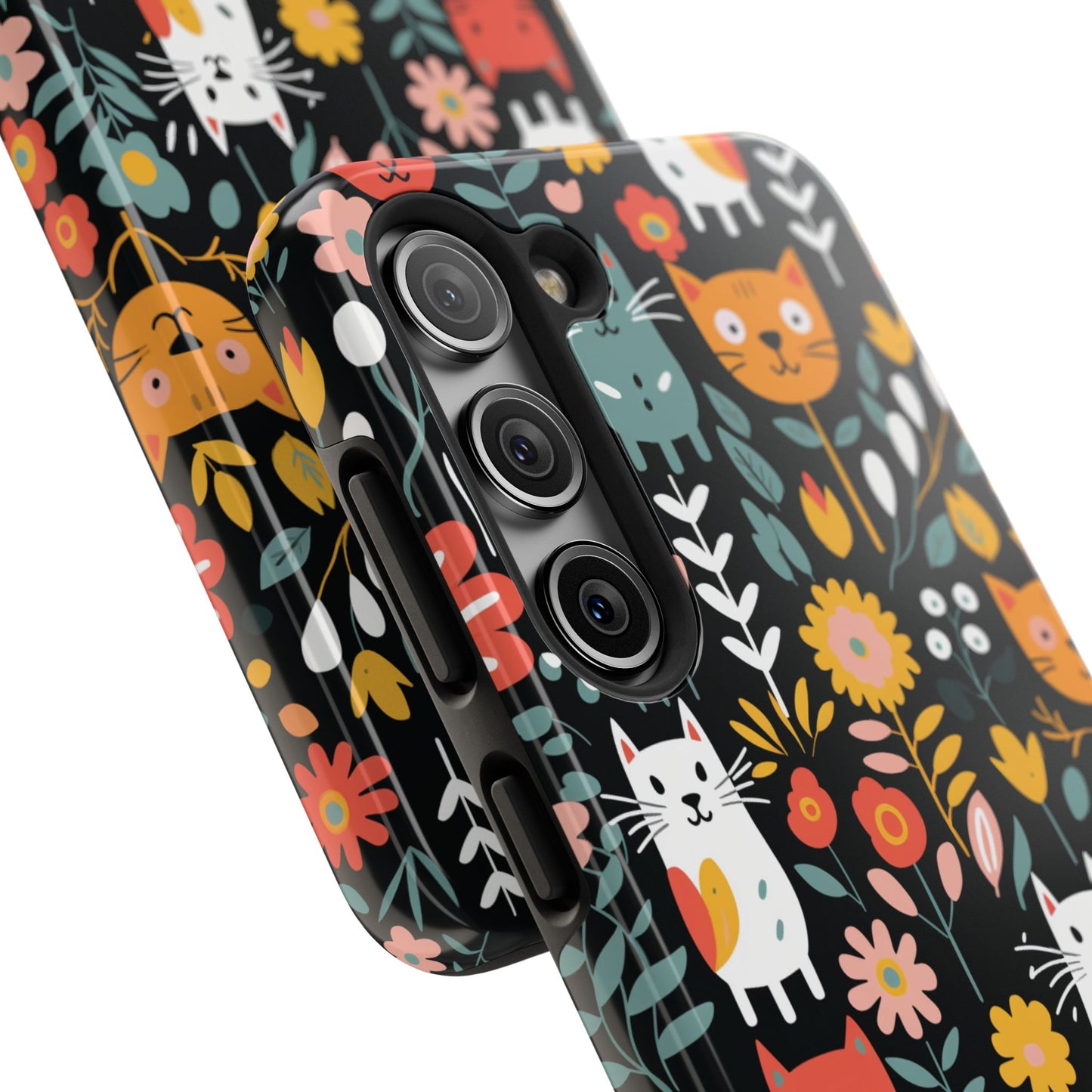 Whimsical Feline Garden iPhone and Samsung Tough Phone Cases