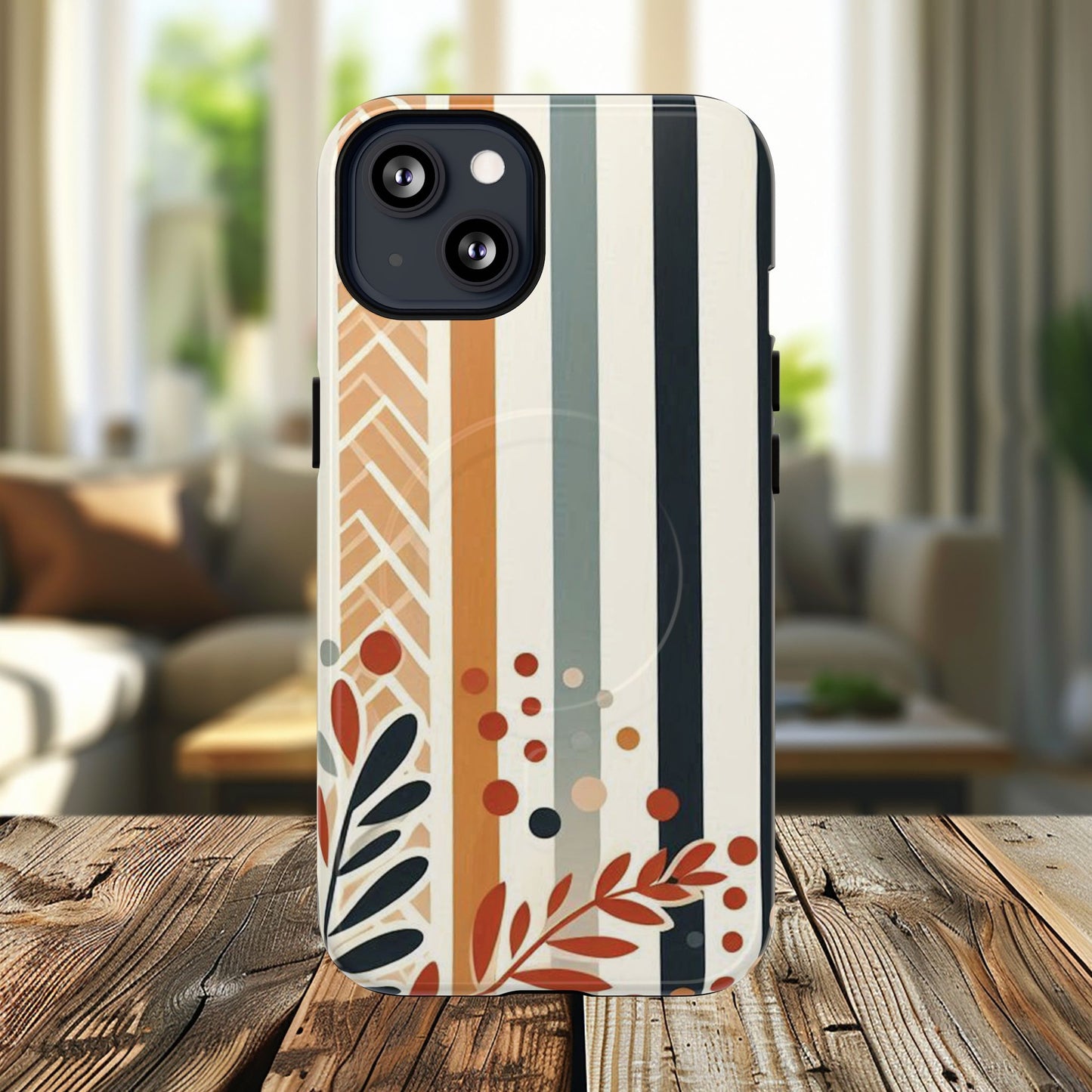 Terracotta Trails Tough Magnetic iPhone Cases for Everyday Use, Floral Patterned Stability Case, Gift for Her, Durable iPhone Accessory.