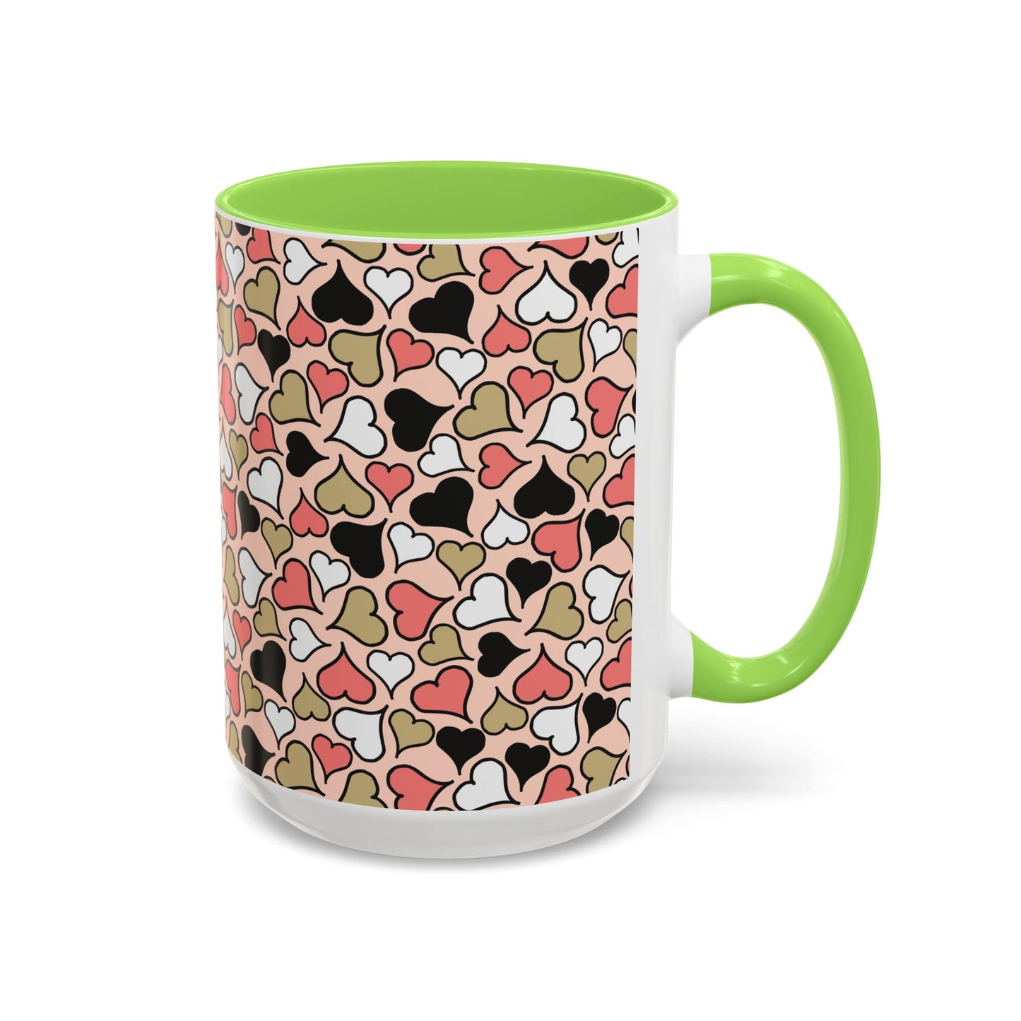 Heart Patterned Coffee Mug - Colorful Love Design, Perfect for Gifts & Celebrations