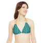 Turquoise Tropical Bliss Strappy Triangle Bikini Top (AOP)- (PY)