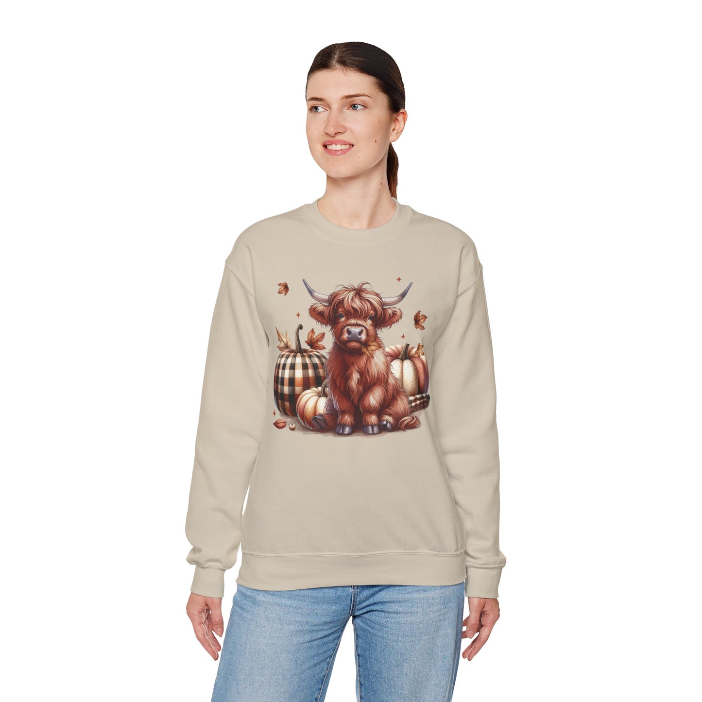 Autumn Highland Cow Charm Unisex Heavy Blend™ Crewneck Sweatshirt