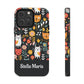 Personalized Whimsical Feline Garden Tough Phone Case — Custom Name iPhone & Samsung