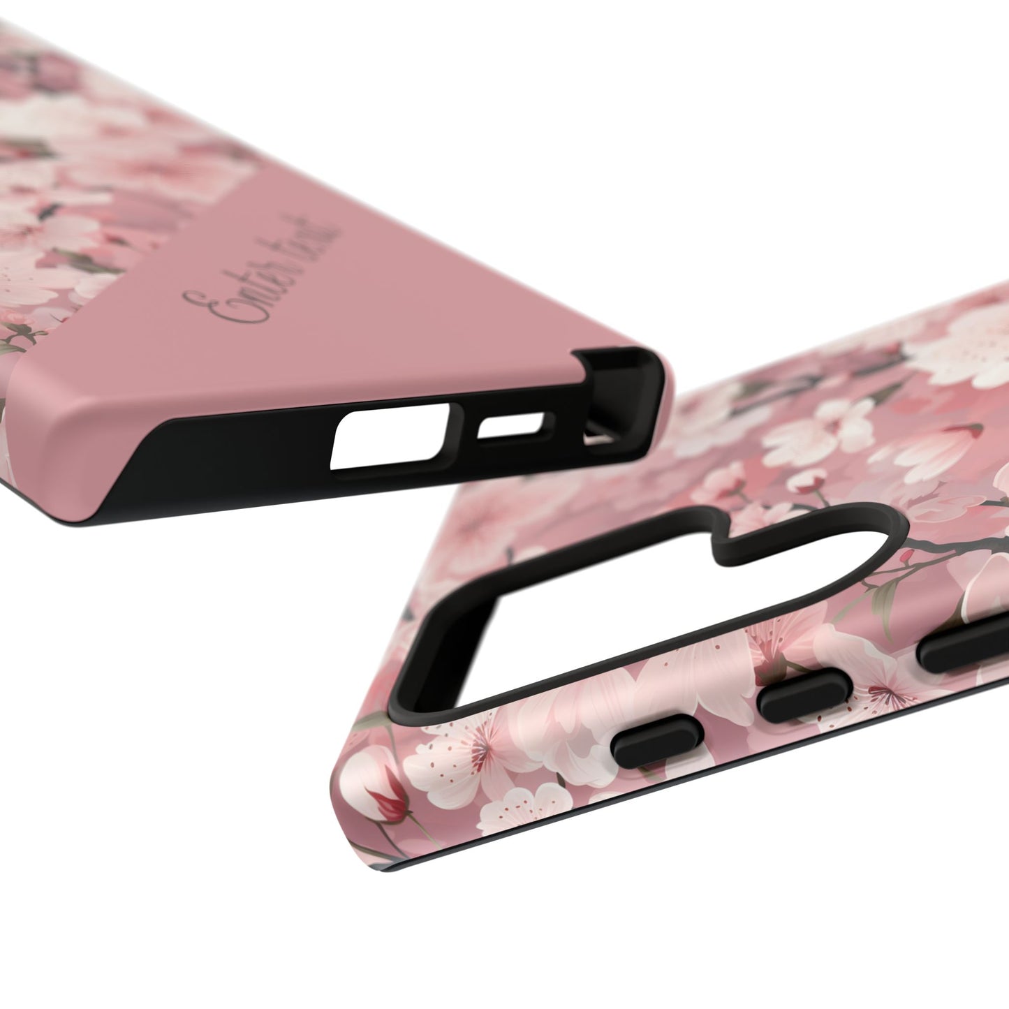 Personalized Cherry Blossom Tough Phone Case — Pink Floral Protective Case for Samsung & Google