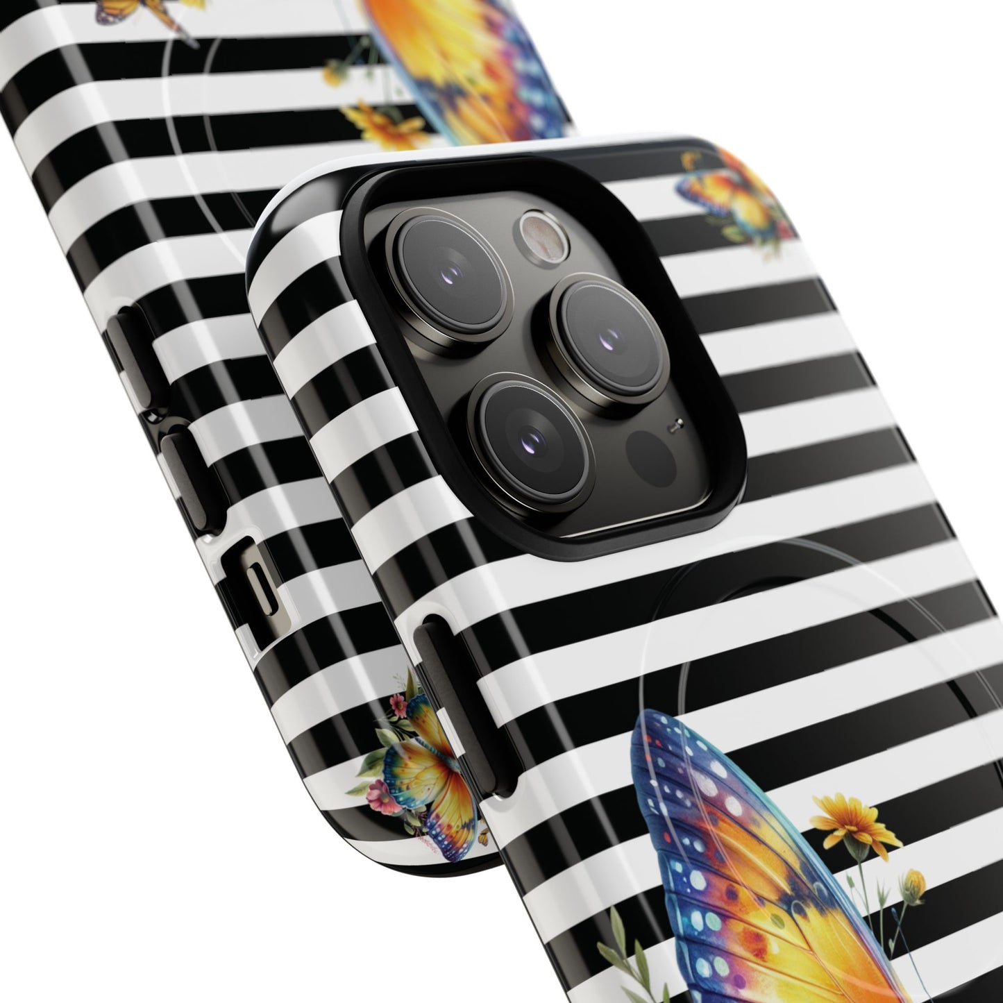 Botanic Flight Tough iPhone Magnetic Cases, Floral iPhone Cover, Stylish Tech Accessory, Gift for Nature Lovers, Butterfly Design, Unique Phone Protector