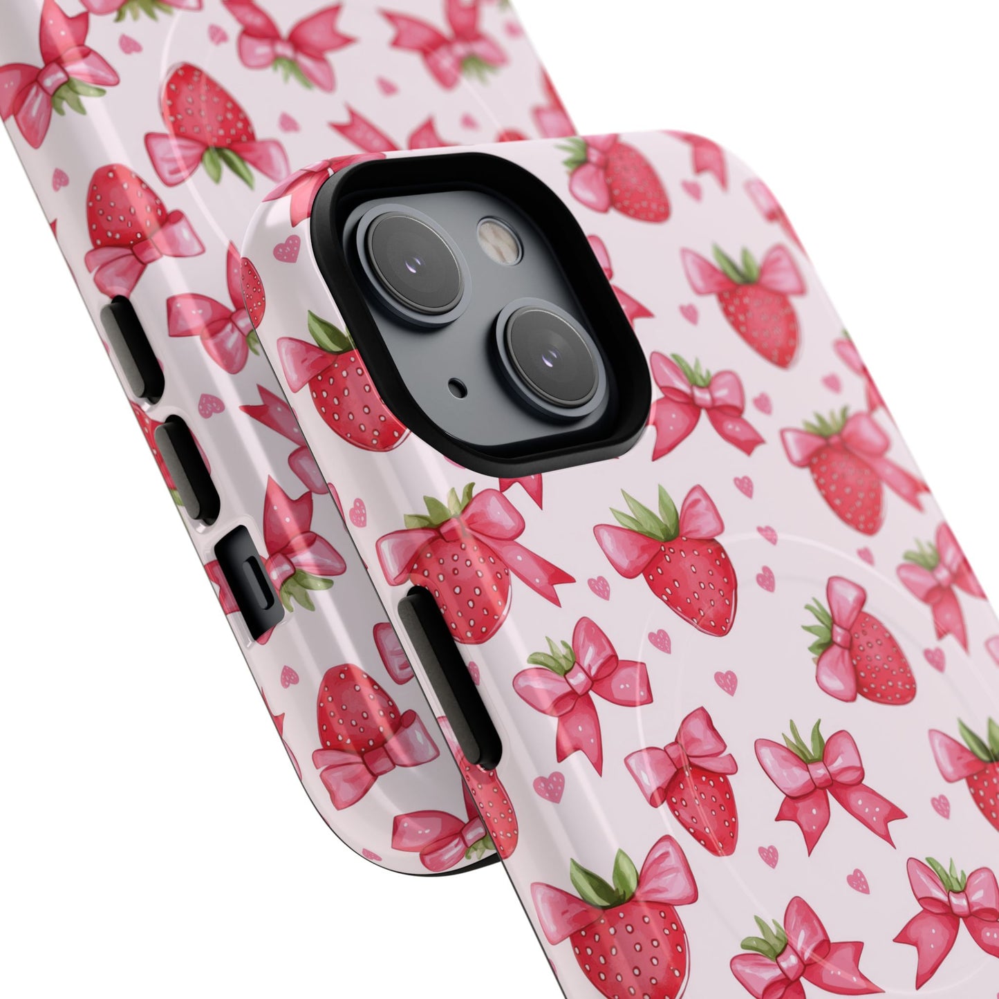Strawberry Coquette Sweetheart Magnetic iPhone Case, Cute iPhone Cover, Gift for Her, Floral Tech Accessory, Stylish Protection, Mother's Day Gift