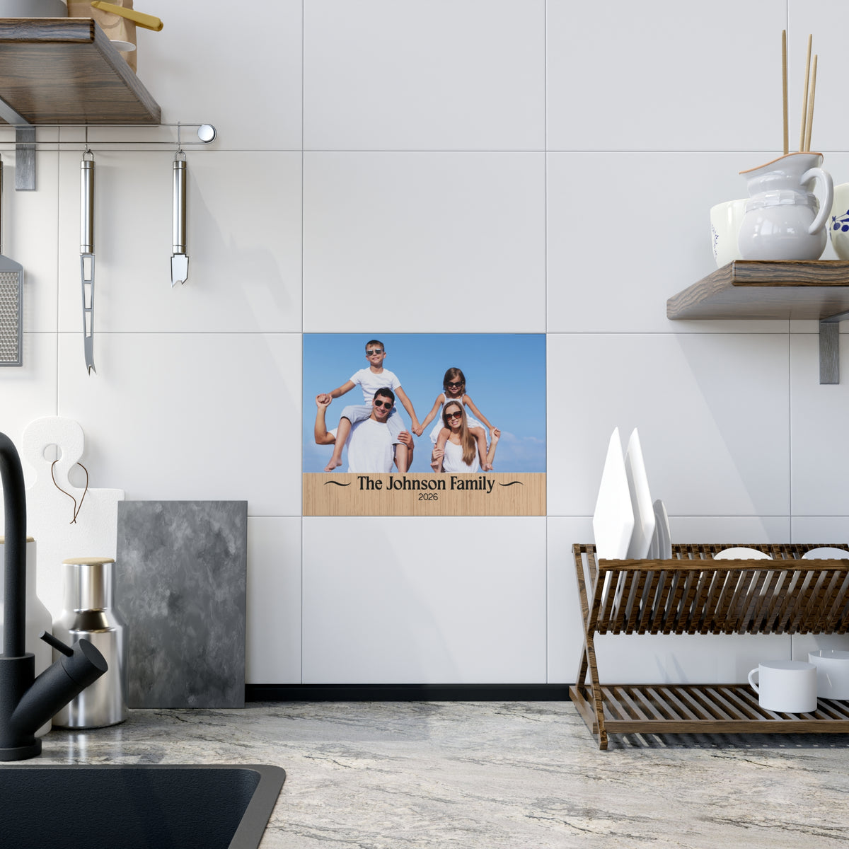 Ceramic Photo Tile — Personalized Family Name & Year Keepsake
