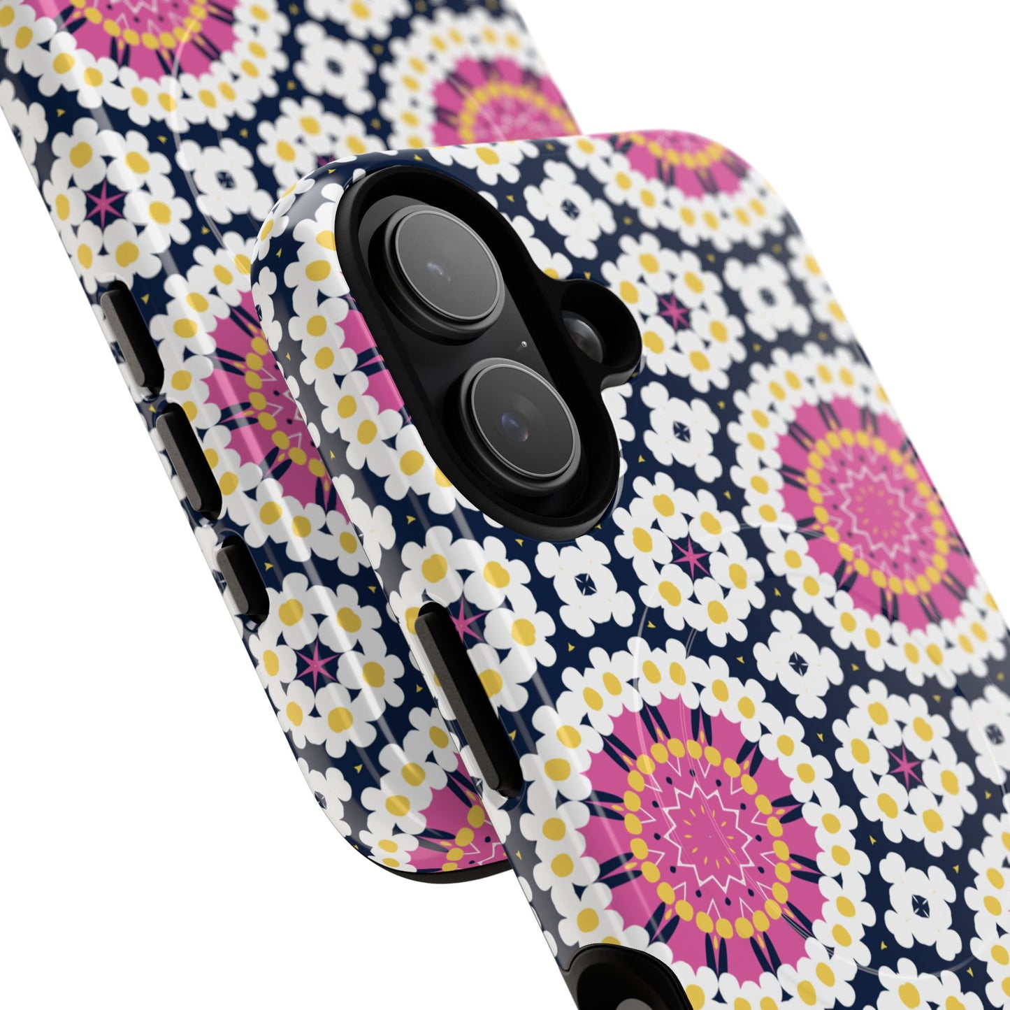 Petal Prism Pop Tough Magnetic iPhone Case, Tough Protection, Unique Design, Gift for Her, iPhone Accessories, Boho Style, Floral MagSafe Accessory.