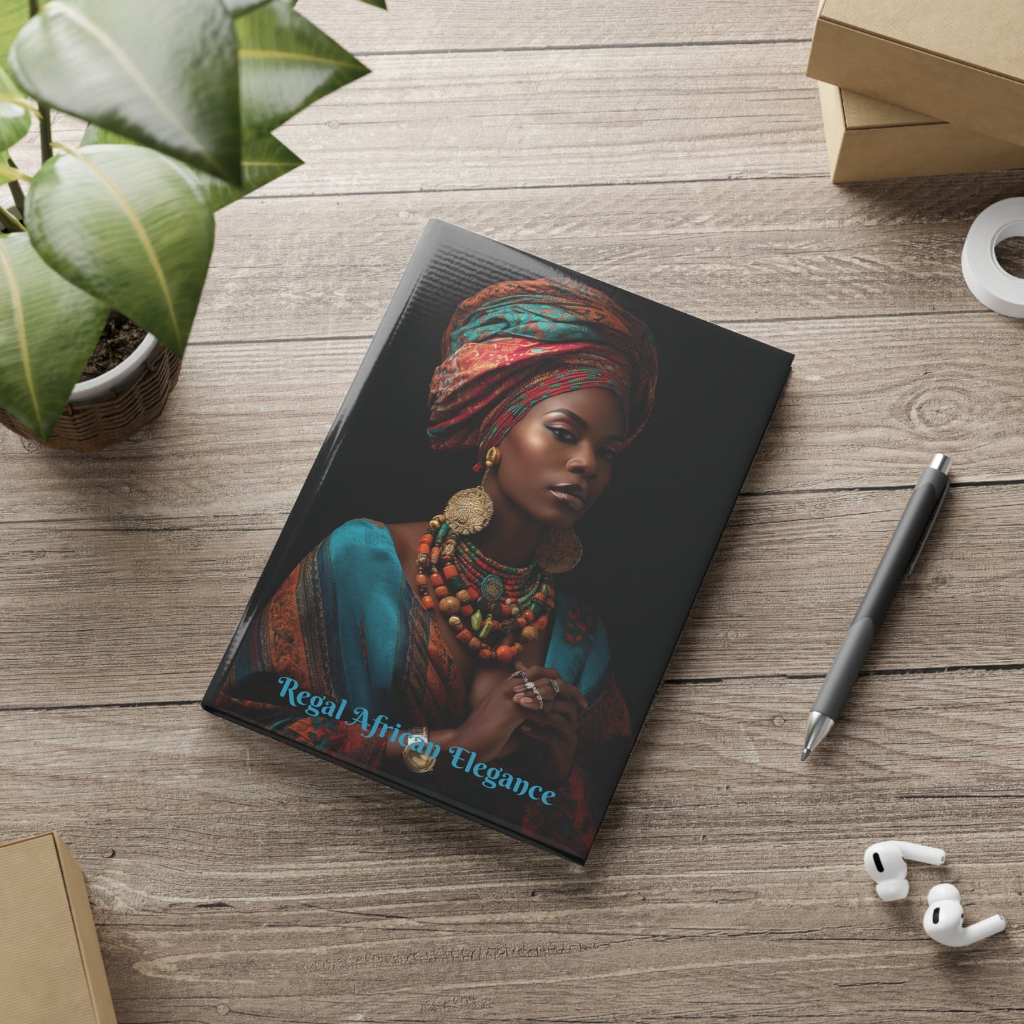 Regal African Elegance, Ethnic Beauty and Elegance Hardcover Notebook with Puffy Covers