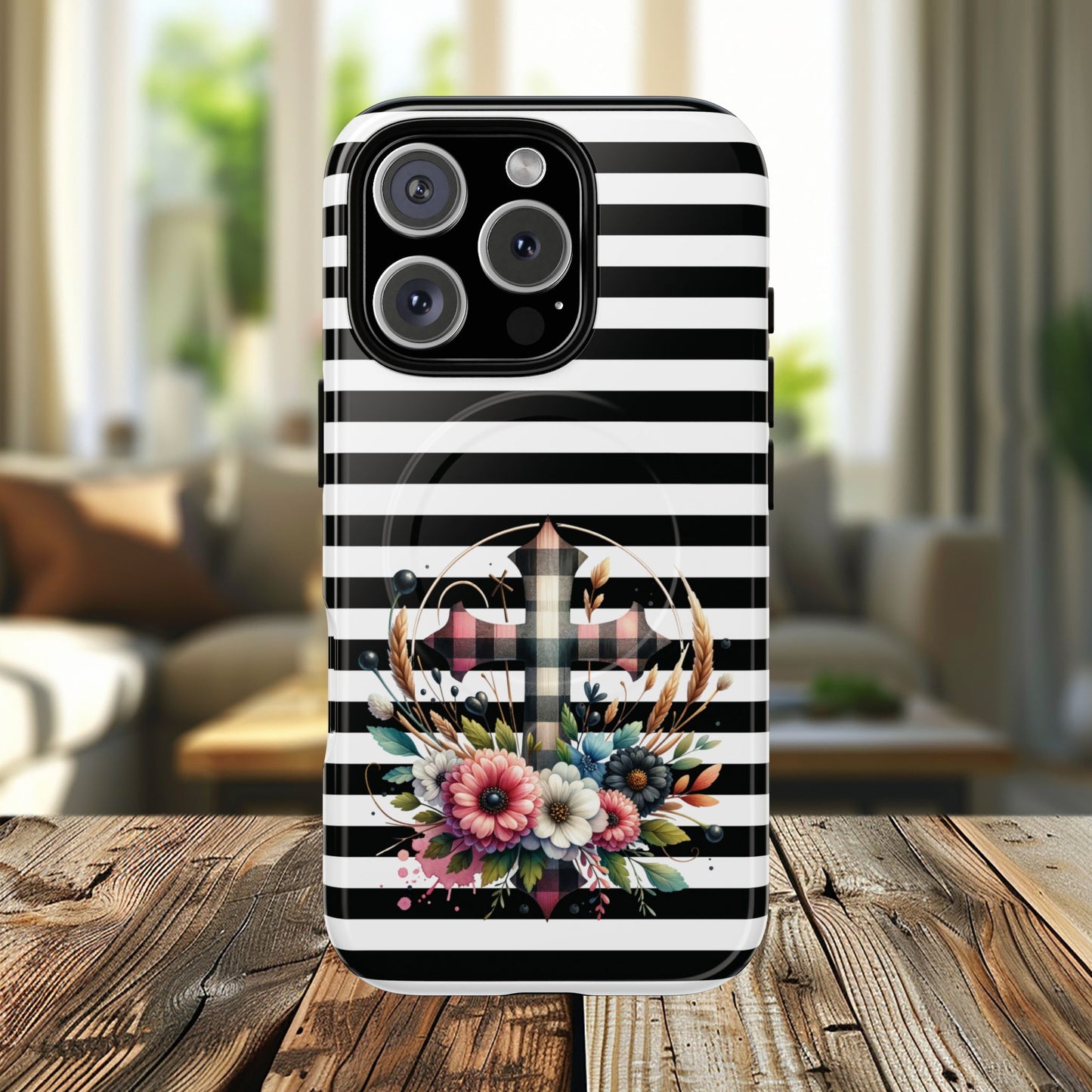 Striped in His Glory iPhone Case, Tough Magnetic Phone Protector, MagSafe iPhone Cover, Durable Case for Everyday Use, Gift for Nature Lovers, Vibrant Design.