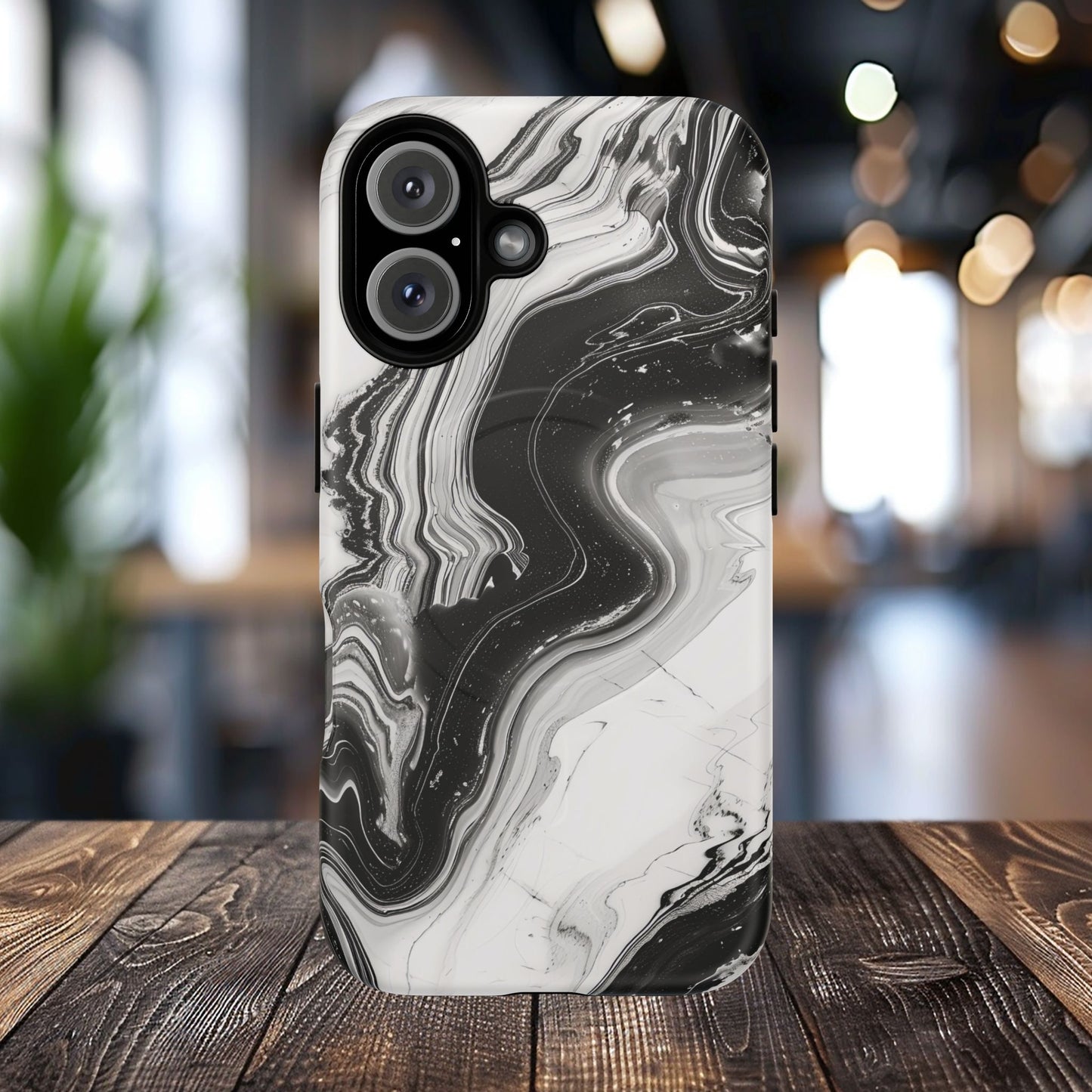 Black Marble Magnetic iPhone Case for Tough Protection, Stylish iPhone Mobile Accessory, Fashionable Gift, Unique Marble iPhone Design, Durable Smartphone Cover