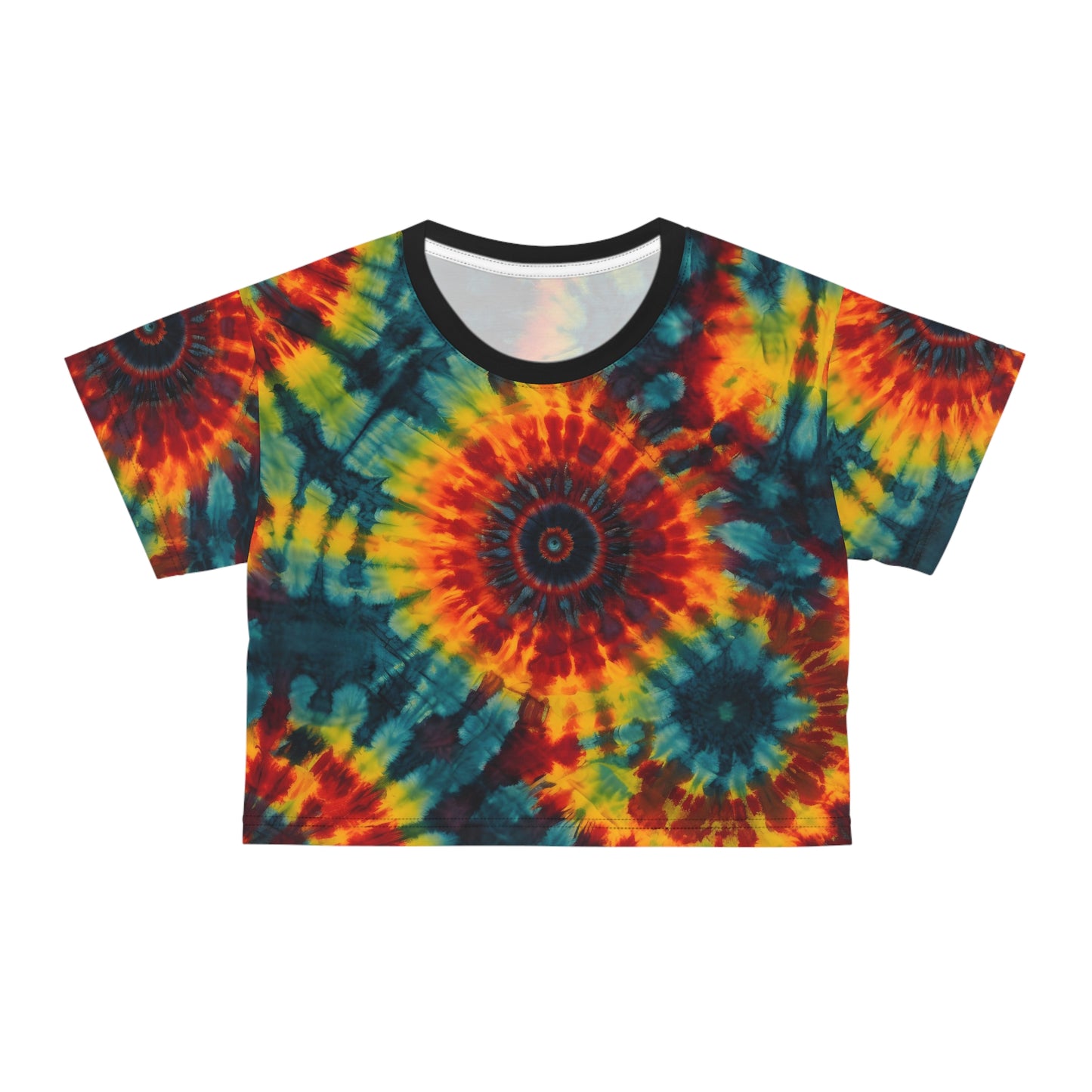 Rainbow Swirl Tie and Dye Crop Tee (AOP)