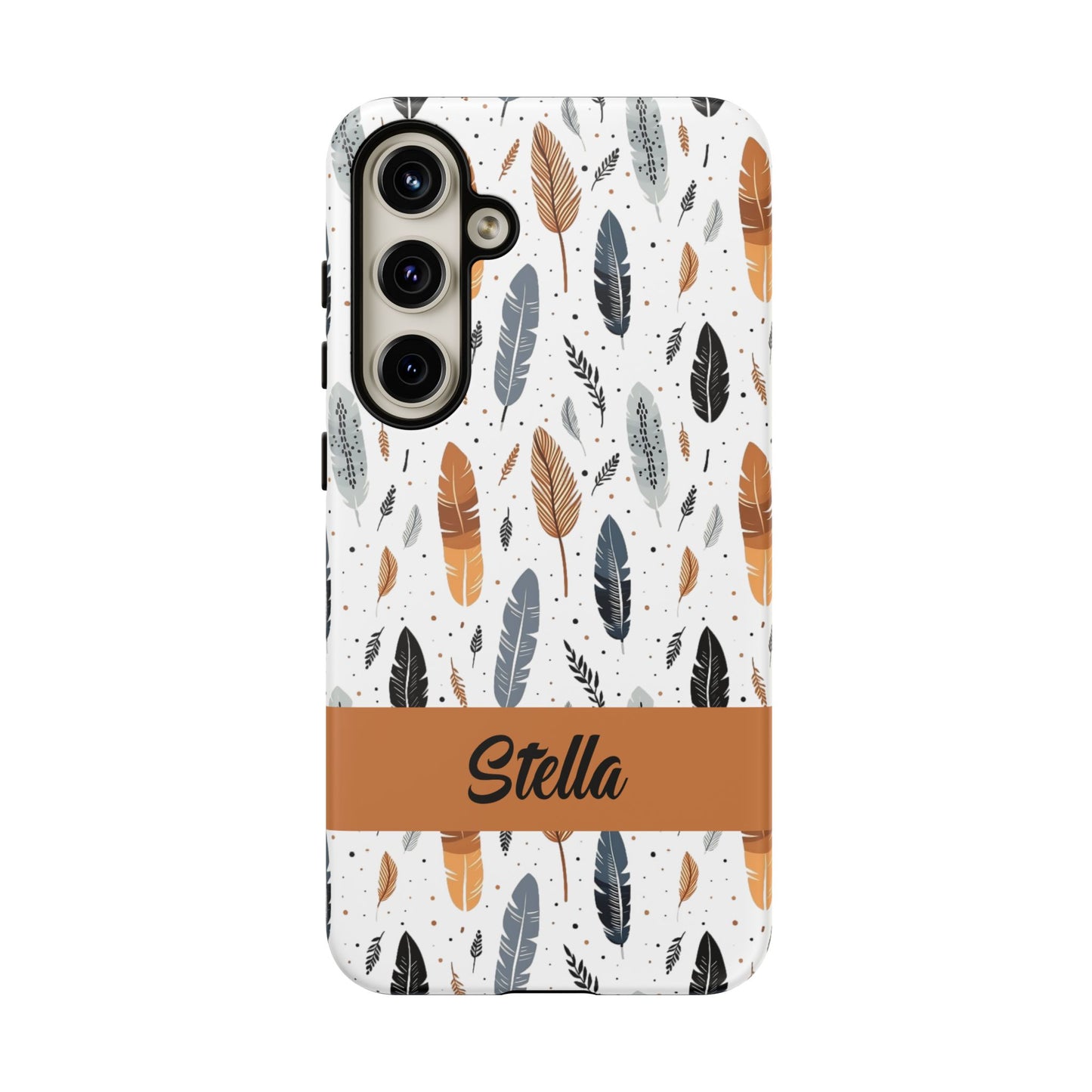 Personalized Whispering Feathers Samsung, Google Pixel and iPhone Case, Custom Name Case.