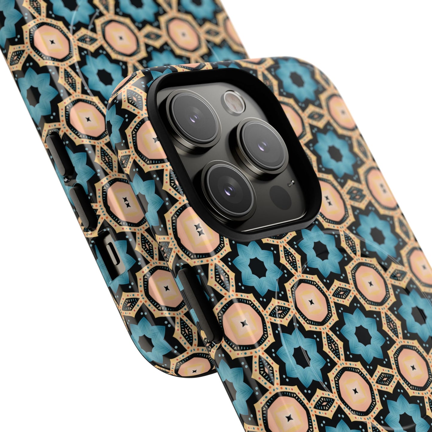 Sahara Star Mosaic Colorful Geometric iPhone Cases, Tough Magnetic iPhone Cases, Vibrant Design iPhone Cover, Durable iPhone Protection, Stylish Tech Accessories.