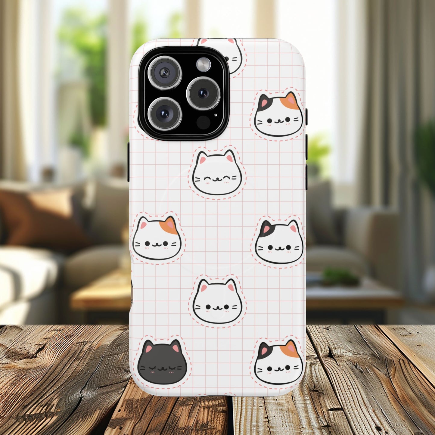 Cute Cat Tough Magnetic Case, iPhone Cover, Cat Lover Gift, Cute Cat Accessories, Pet-Themed iPhone Case