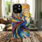 Mosaic Peacock Feathers Magnetic Phone Case, Tough Phone Shell, Vibrant Art Case, Gift for Her, Unique Phone Accessory, Wildlife Lover's Gift, Stained Glass Case.