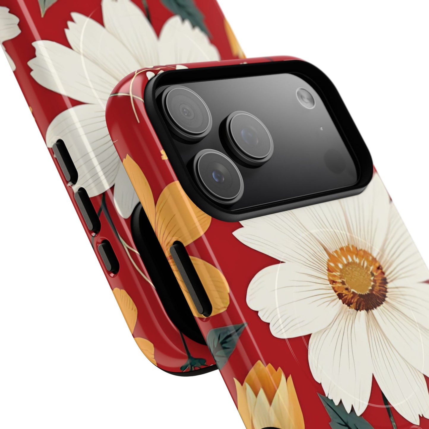 Floral Fusion Tough Magnetic Phone Case | Flower Design, Durable Protective Cover, Gift for Her, Spring Style, Unique Phone Accessory.
