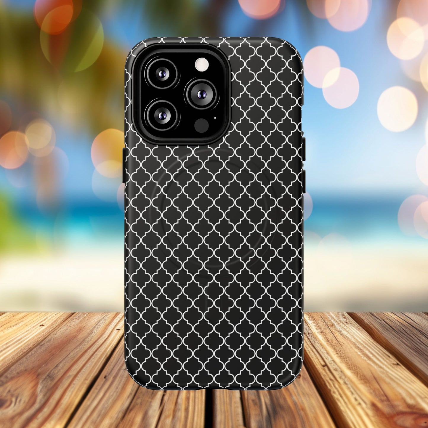 Noir Mosaic Tough iPhone Magnetic Case, Geometric Patterned Case, Durable iPhone Cover, Unique Tech Accessories, Perfect Gift for Him/Her