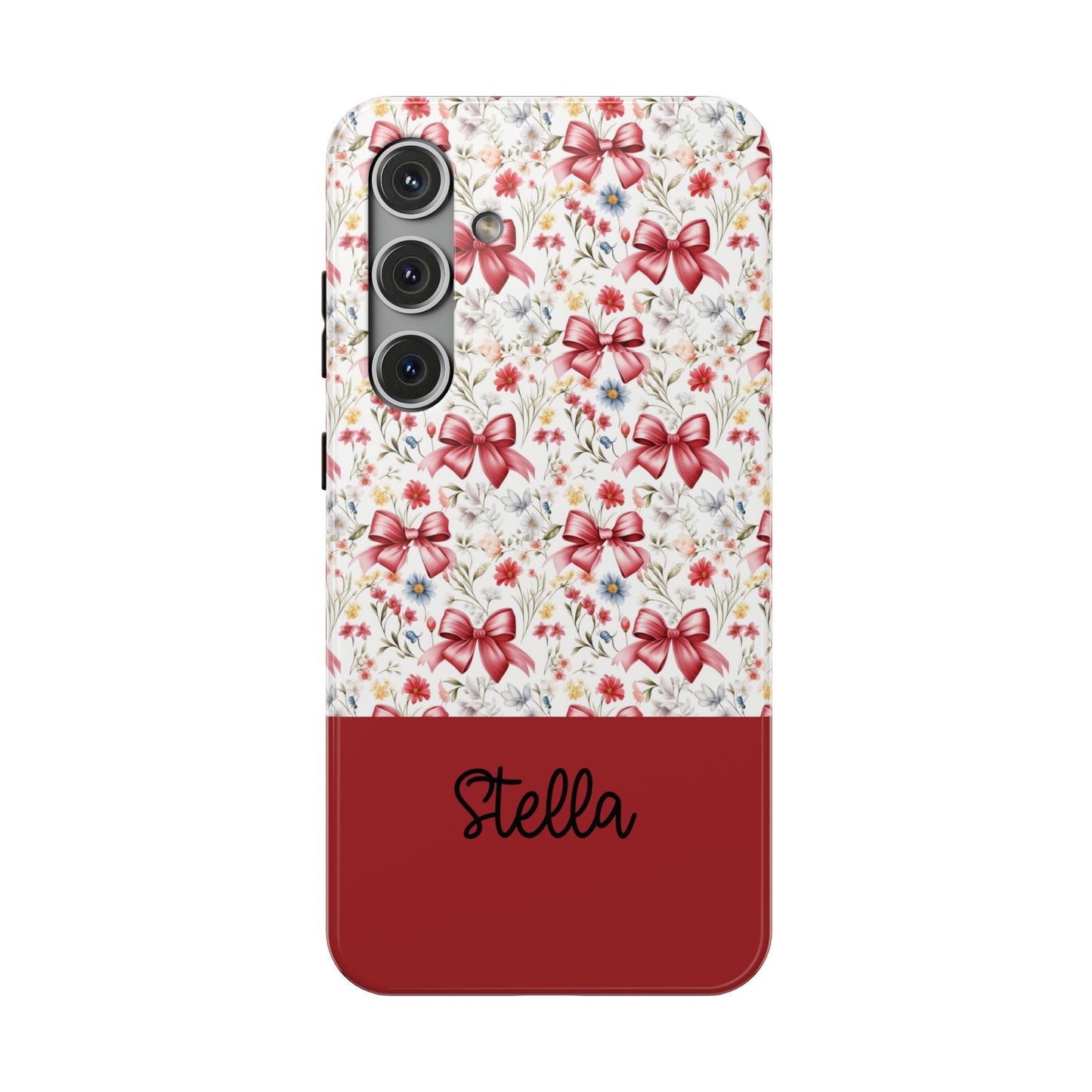 Personalized Rosette Coquette Floral Bow iPhone and Samsung Impact-Resistant Case — Custom Name Case