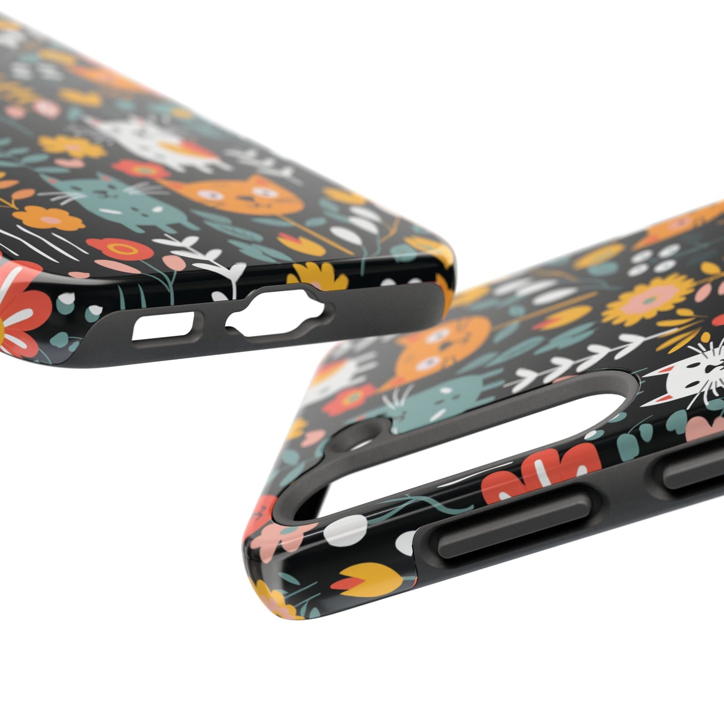 Whimsical Feline Garden iPhone and Samsung Tough Phone Cases,