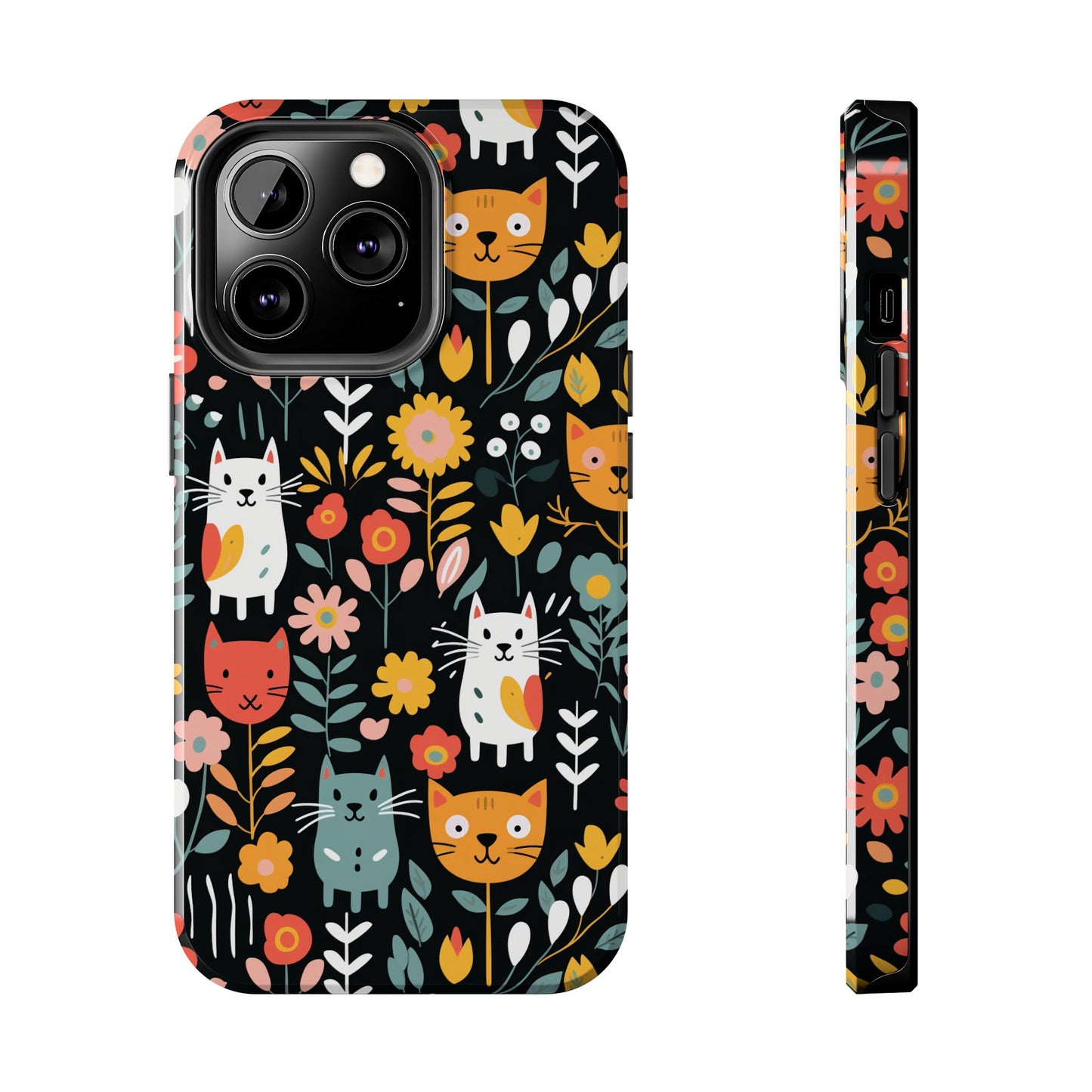 Whimsical Feline Garden iPhone and Samsung Tough Phone Cases