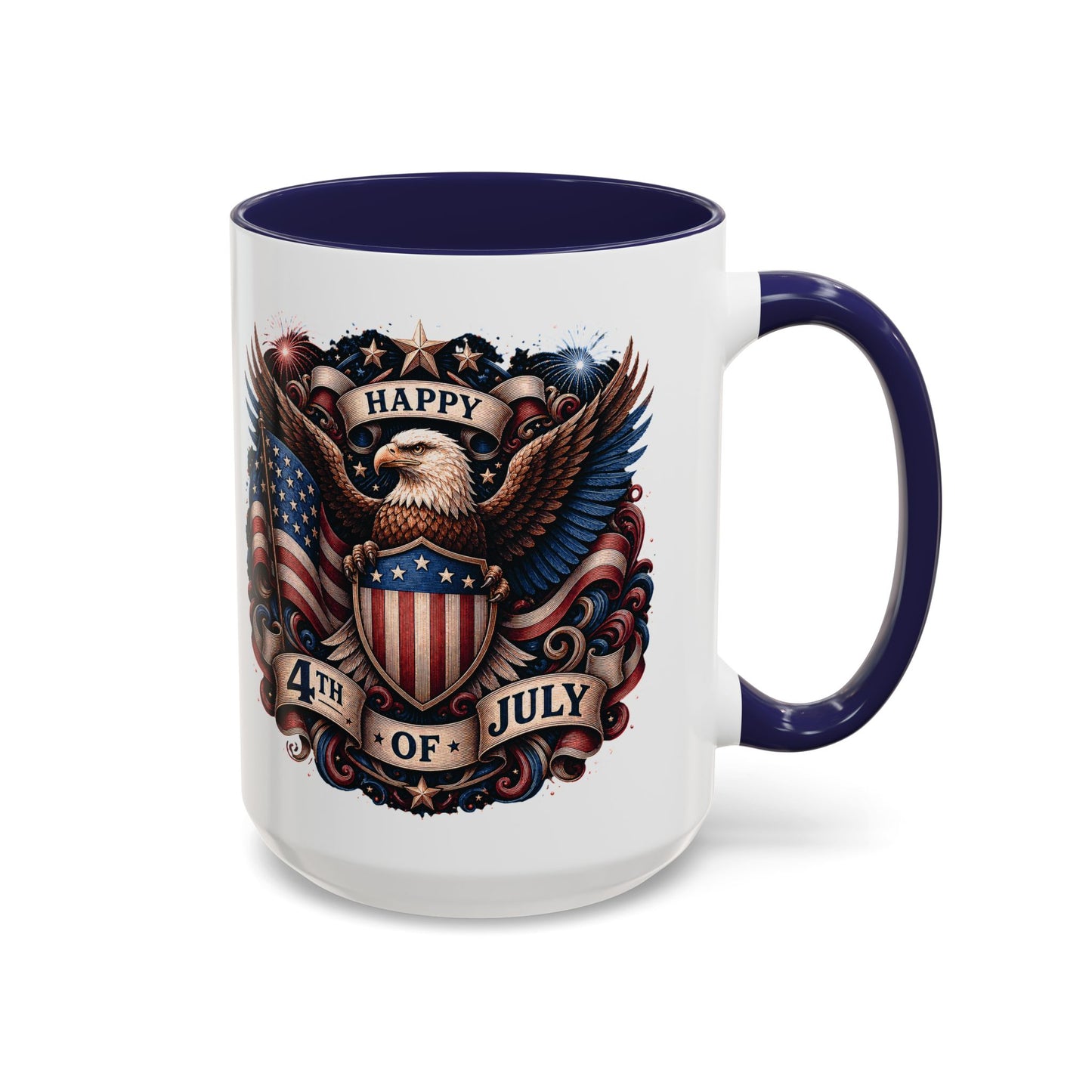 4th of July Eagle Coffee Mug — Patriotic American Flag Accent Mug (11/15oz)
