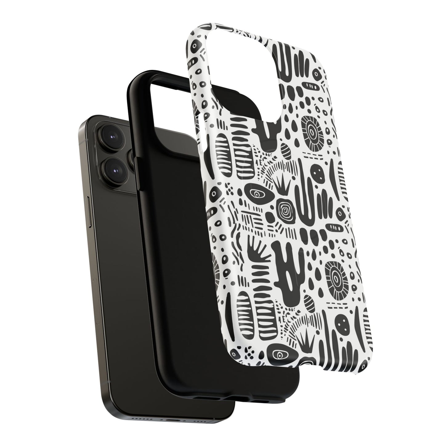 Abstract Monochrome Tough Magnetic iPhone Cases, Stylish Phone Cover, Durable Phone Protector, Modern Tech Accessories, Unique Gift Ideas